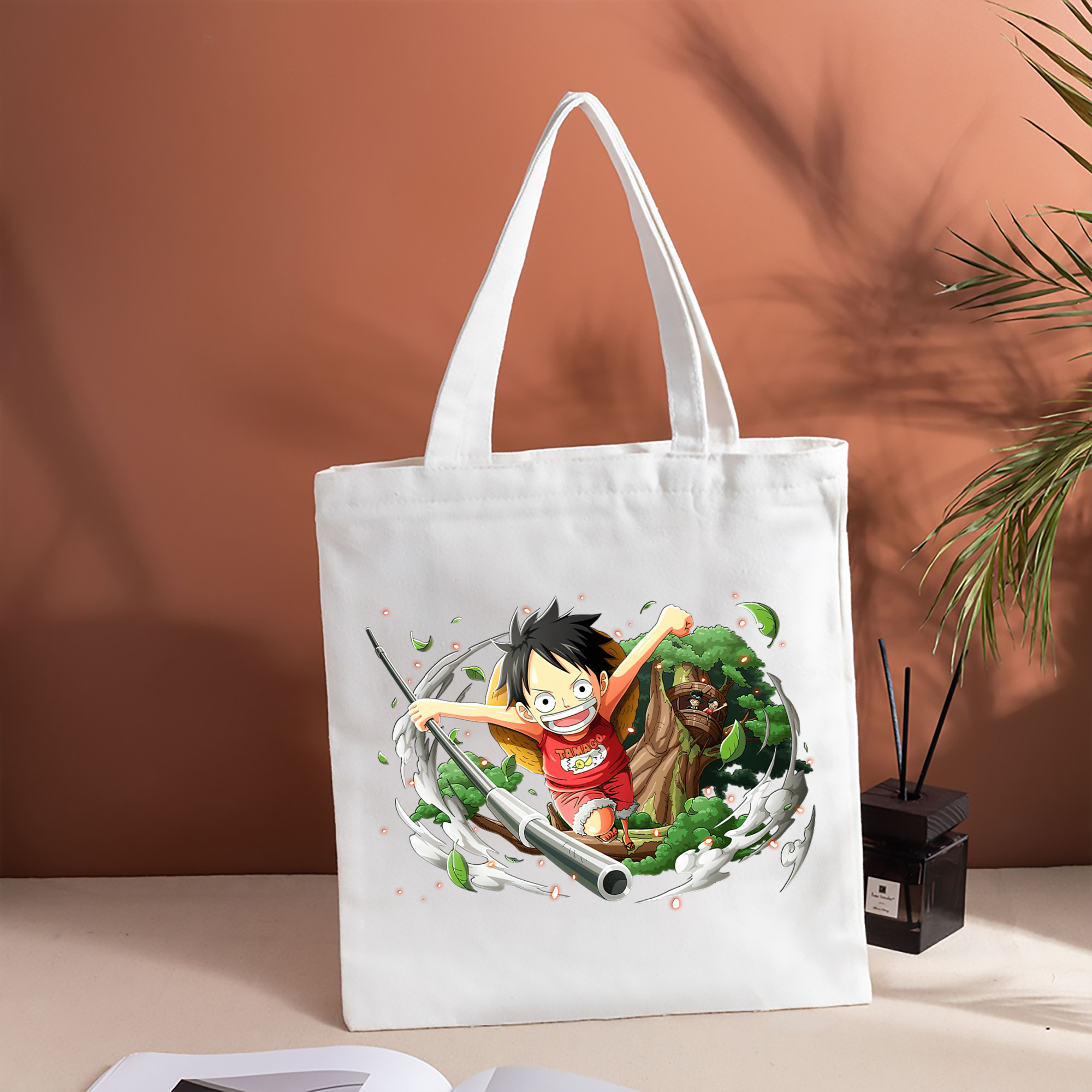ワンピース モンキー・D・ルフィ ONE PIECE Monkey D. Luffy 縦型キャンバス生地手提げバッグ　トートバッグ
