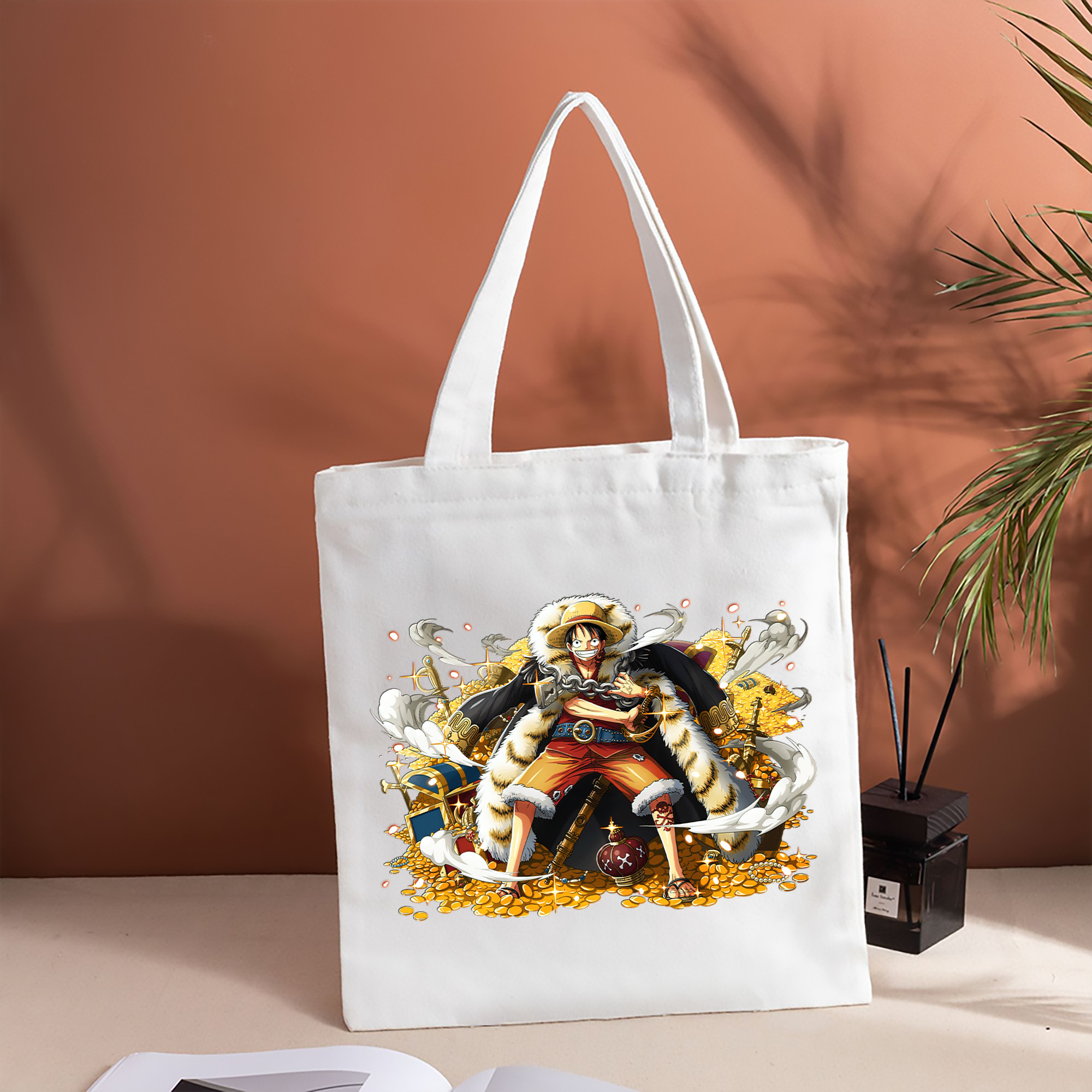 ワンピース モンキー・D・ルフィ ONE PIECE Monkey D. Luffy 縦型キャンバス生地手提げバッグ　トートバッグ