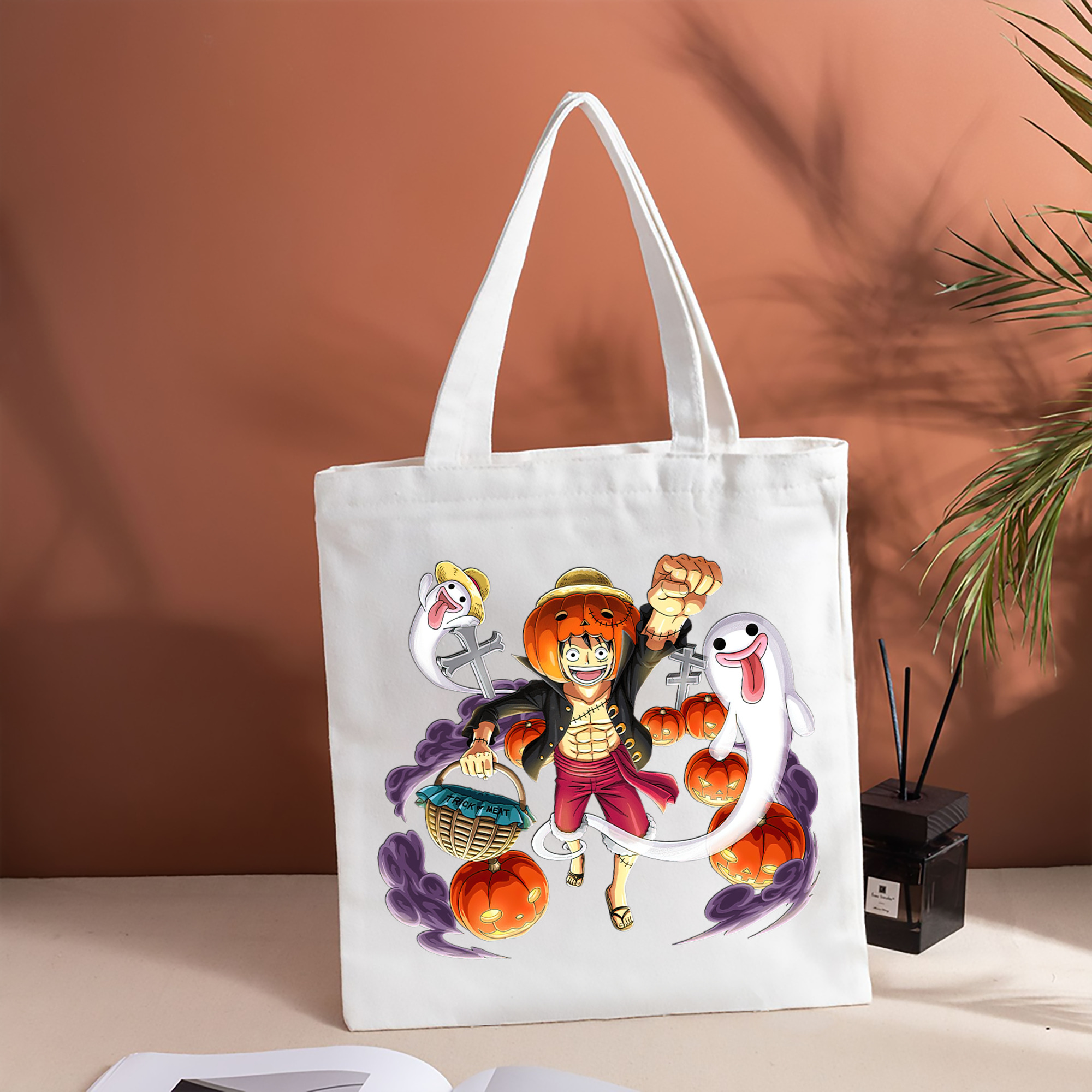 ワンピース モンキー・D・ルフィ ONE PIECE Monkey D. Luffy 縦型キャンバス生地手提げバッグ　トートバッグ