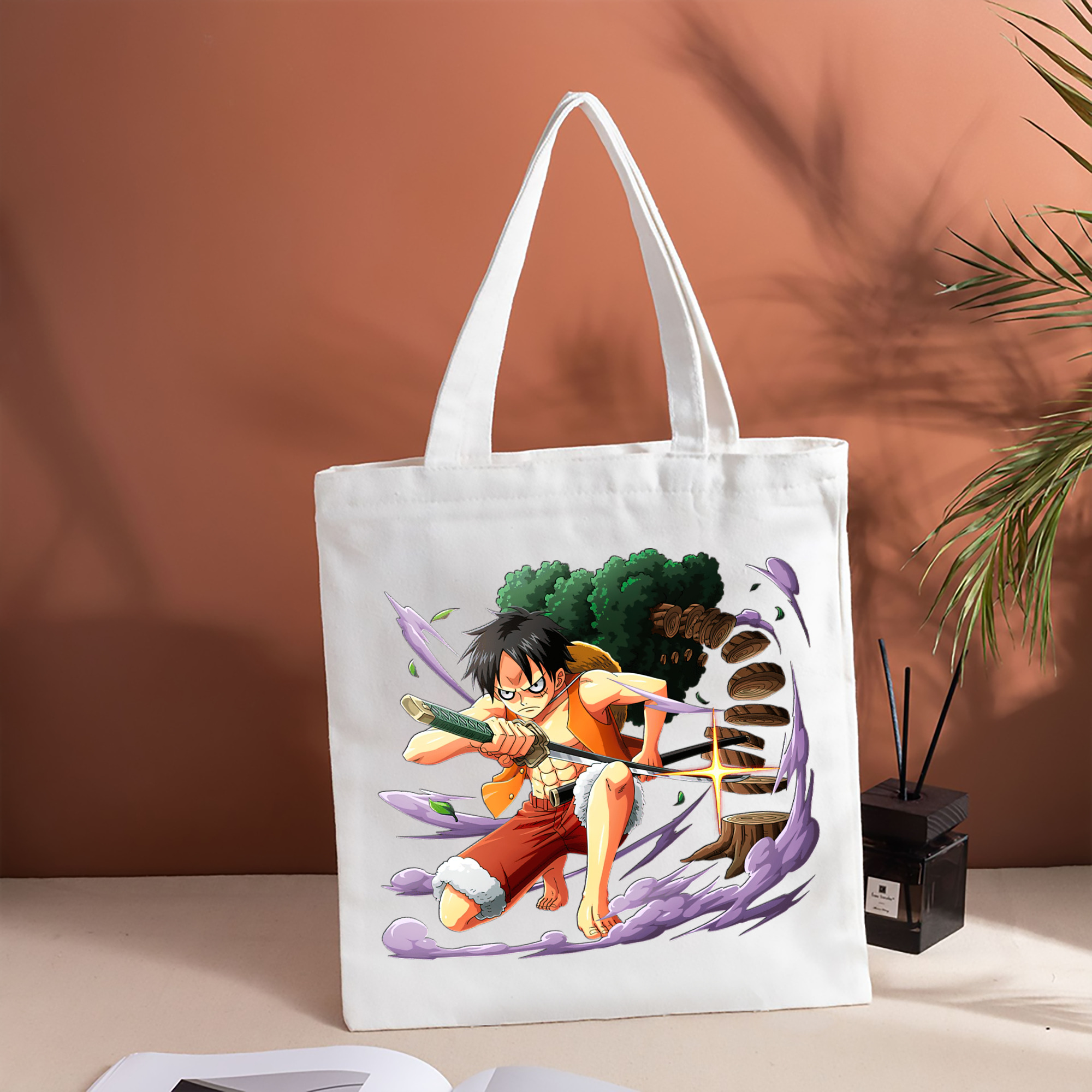 ワンピース モンキー・D・ルフィ ONE PIECE Monkey D. Luffy 縦型キャンバス生地手提げバッグ　トートバッグ