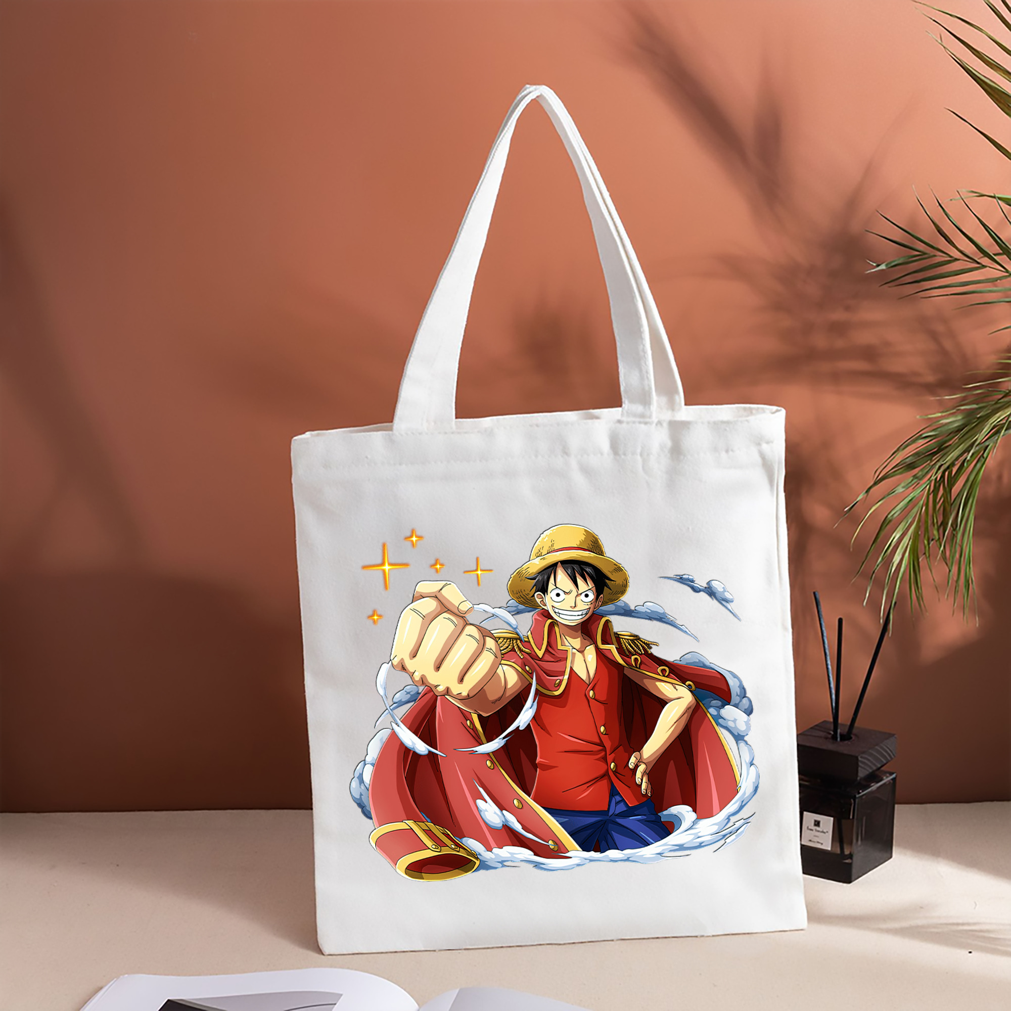 ワンピース モンキー・D・ルフィ ONE PIECE Monkey D. Luffy 縦型キャンバス生地手提げバッグ　トートバッグ