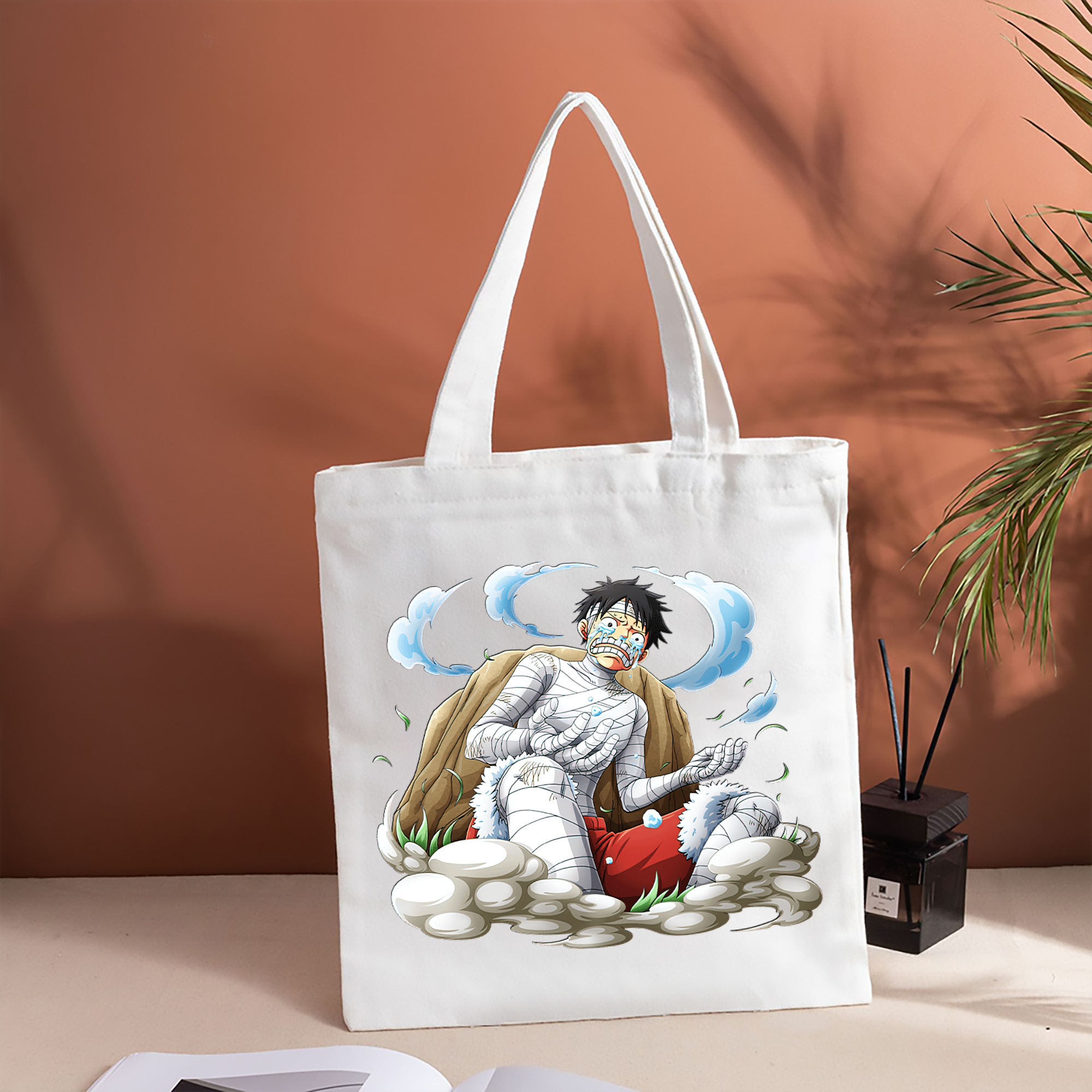 ワンピース モンキー・D・ルフィ ONE PIECE Monkey D. Luffy 縦型キャンバス生地手提げバッグ　トートバッグ
