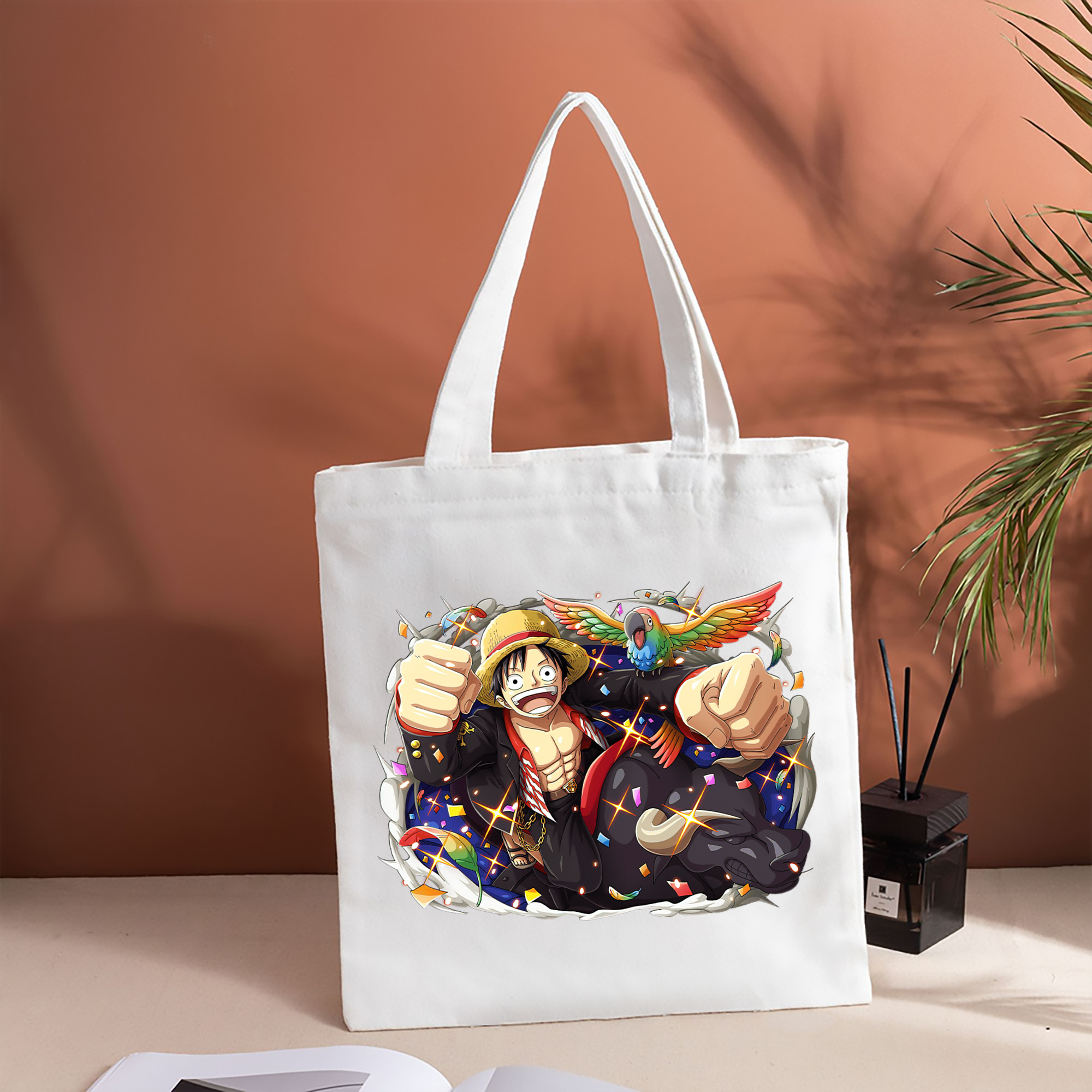 ワンピース モンキー・D・ルフィ ONE PIECE Monkey D. Luffy 縦型キャンバス生地手提げバッグ　トートバッグ