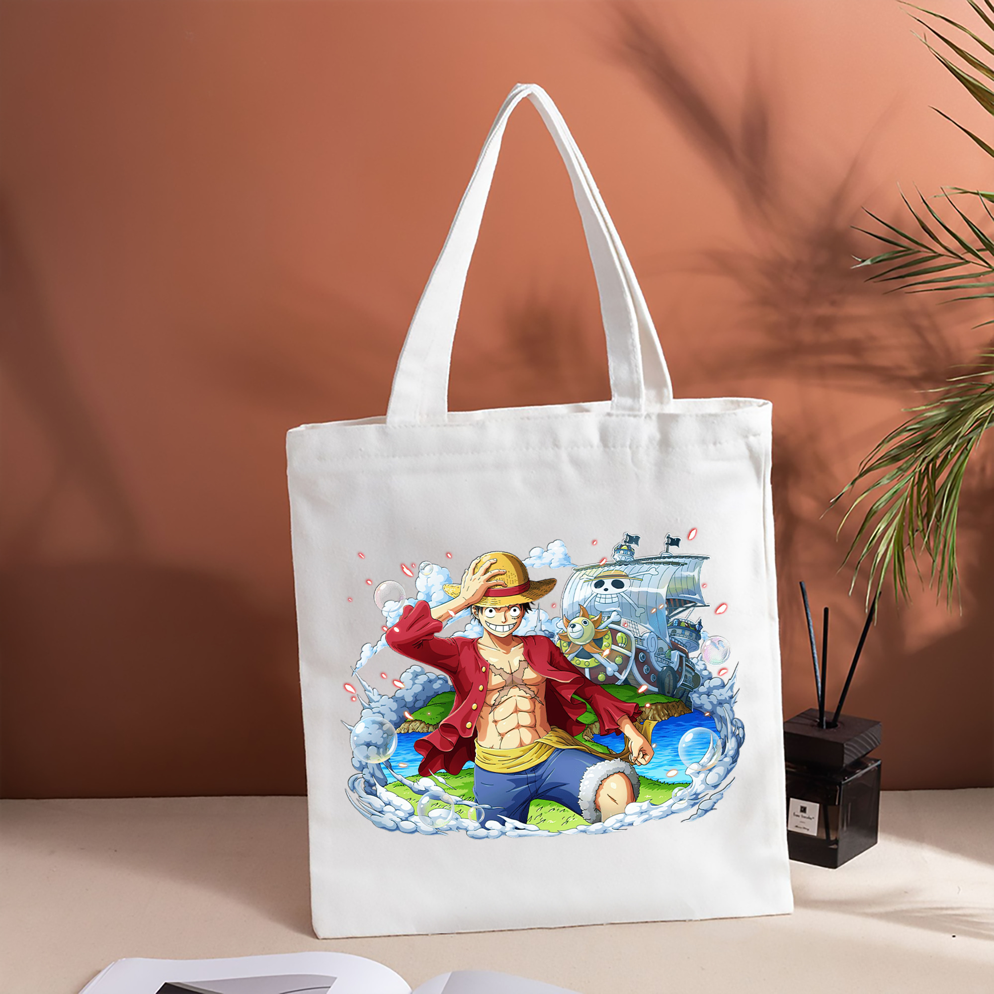 ワンピース モンキー・D・ルフィ ONE PIECE Monkey D. Luffy 縦型キャンバス生地手提げバッグ　トートバッグ