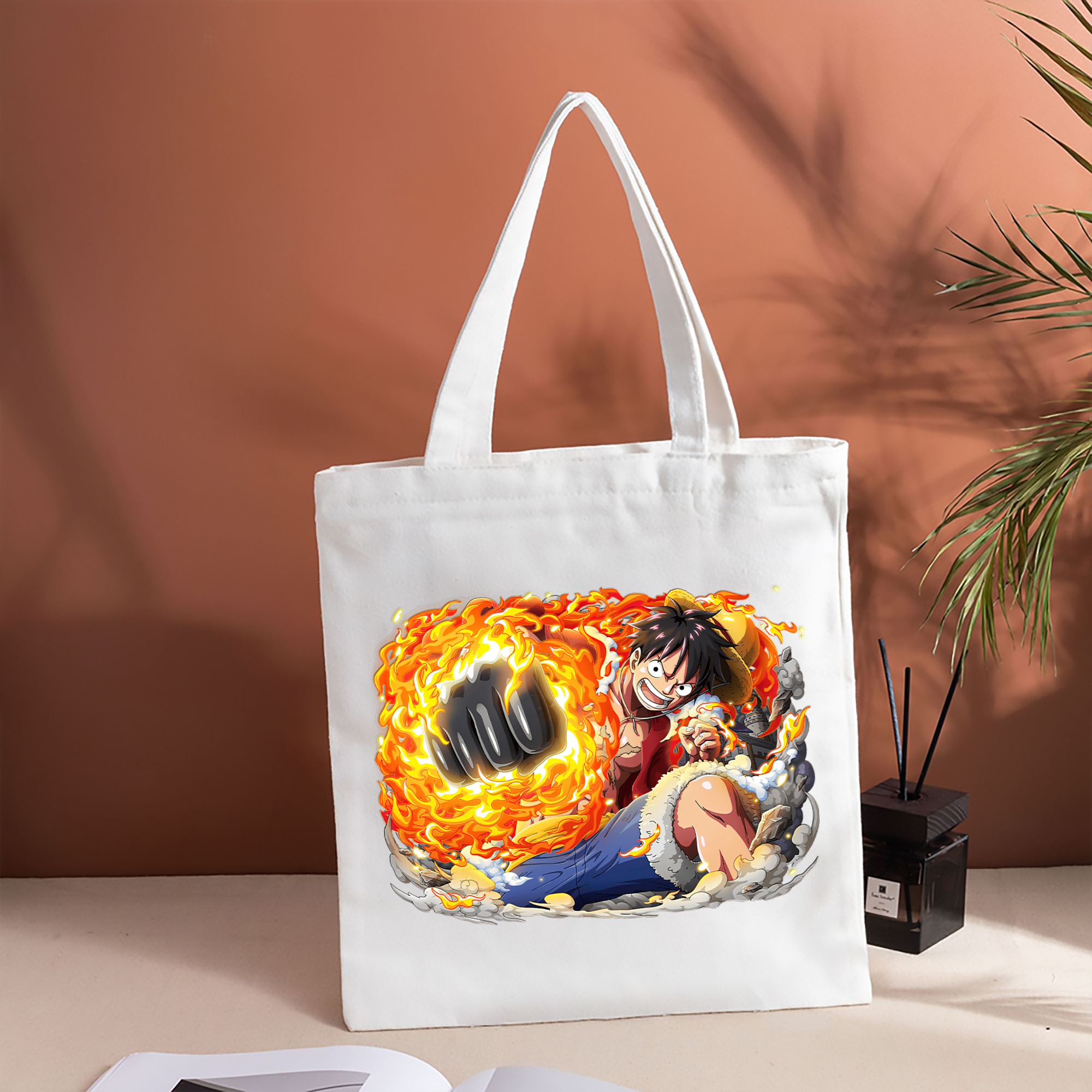 ワンピース モンキー・D・ルフィ ONE PIECE Monkey D. Luffy 縦型キャンバス生地手提げバッグ　トートバッグ