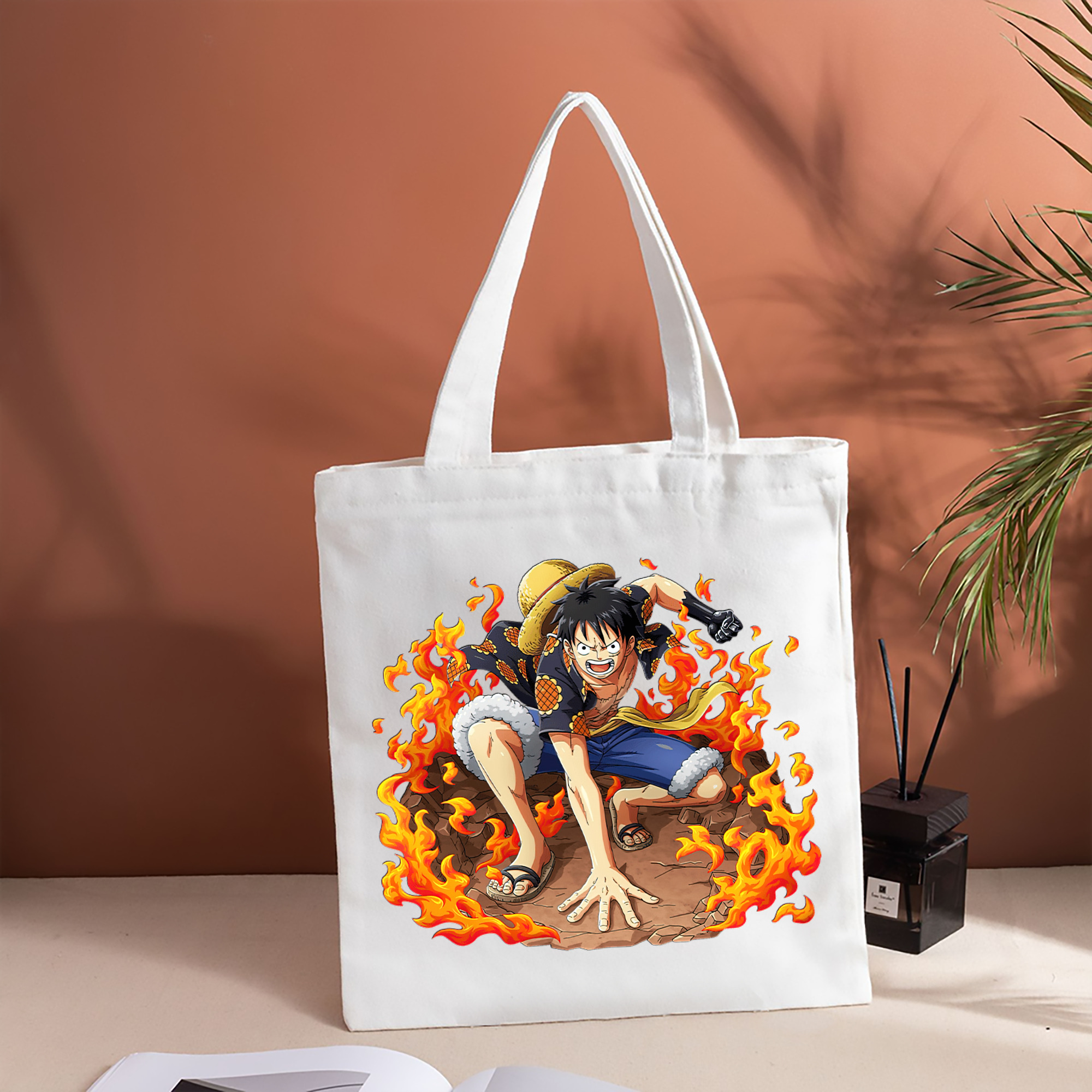ワンピース モンキー・D・ルフィ ONE PIECE Monkey D. Luffy 縦型キャンバス生地手提げバッグ　トートバッグ