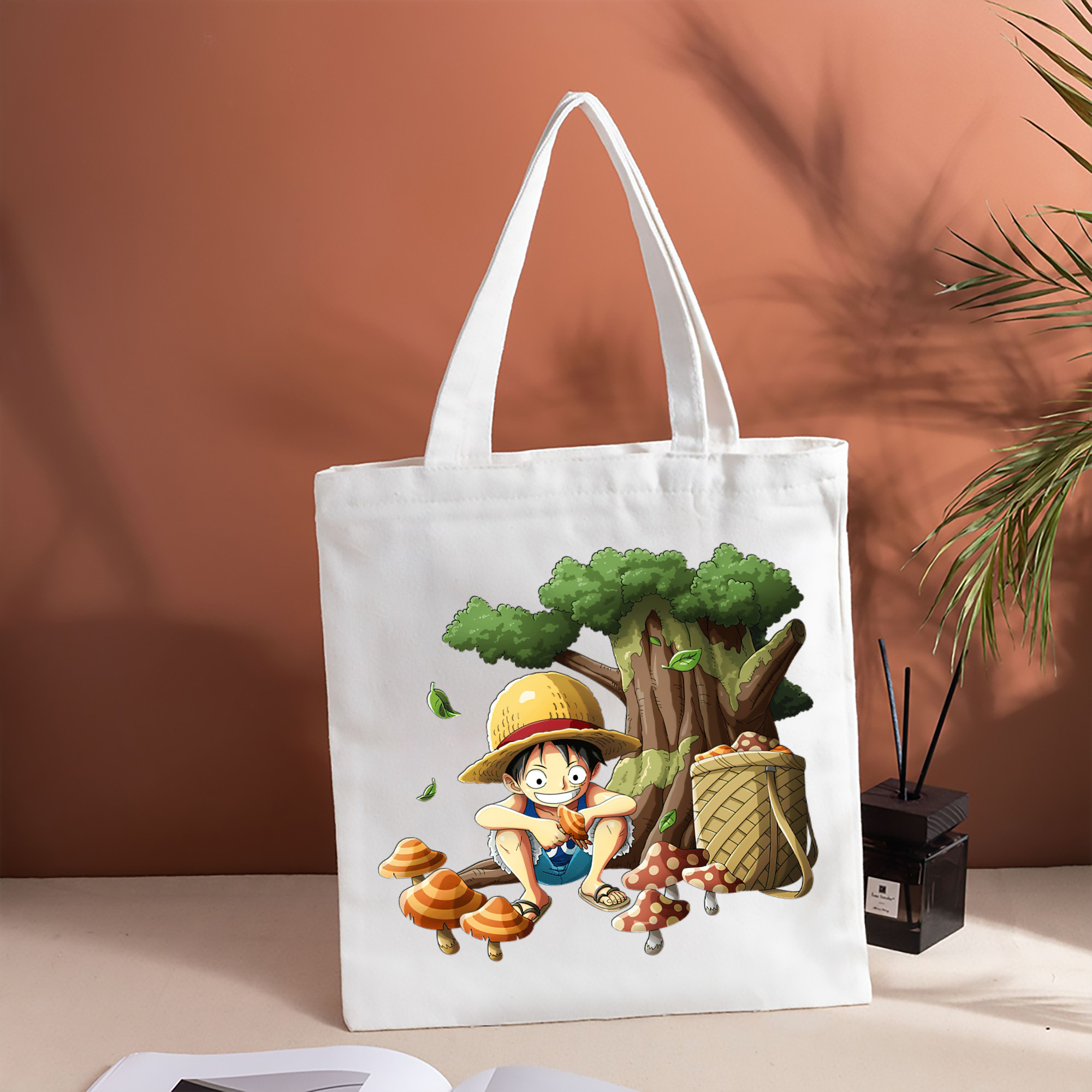 ワンピース モンキー・D・ルフィ ONE PIECE Monkey D. Luffy 縦型キャンバス生地手提げバッグ　トートバッグ