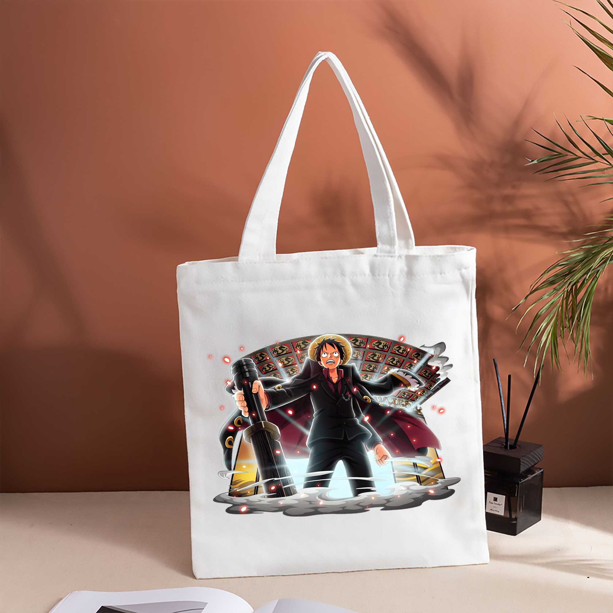ワンピース モンキー・D・ルフィ ONE PIECE Monkey D. Luffy 縦型キャンバス生地手提げバッグ　トートバッグ