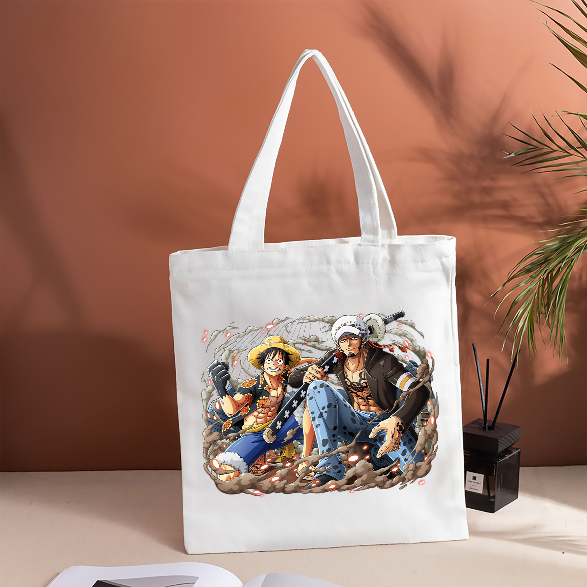 ワンピース モンキー・D・ルフィ ONE PIECE Monkey D. Luffy 縦型キャンバス生地手提げバッグ　トートバッグ