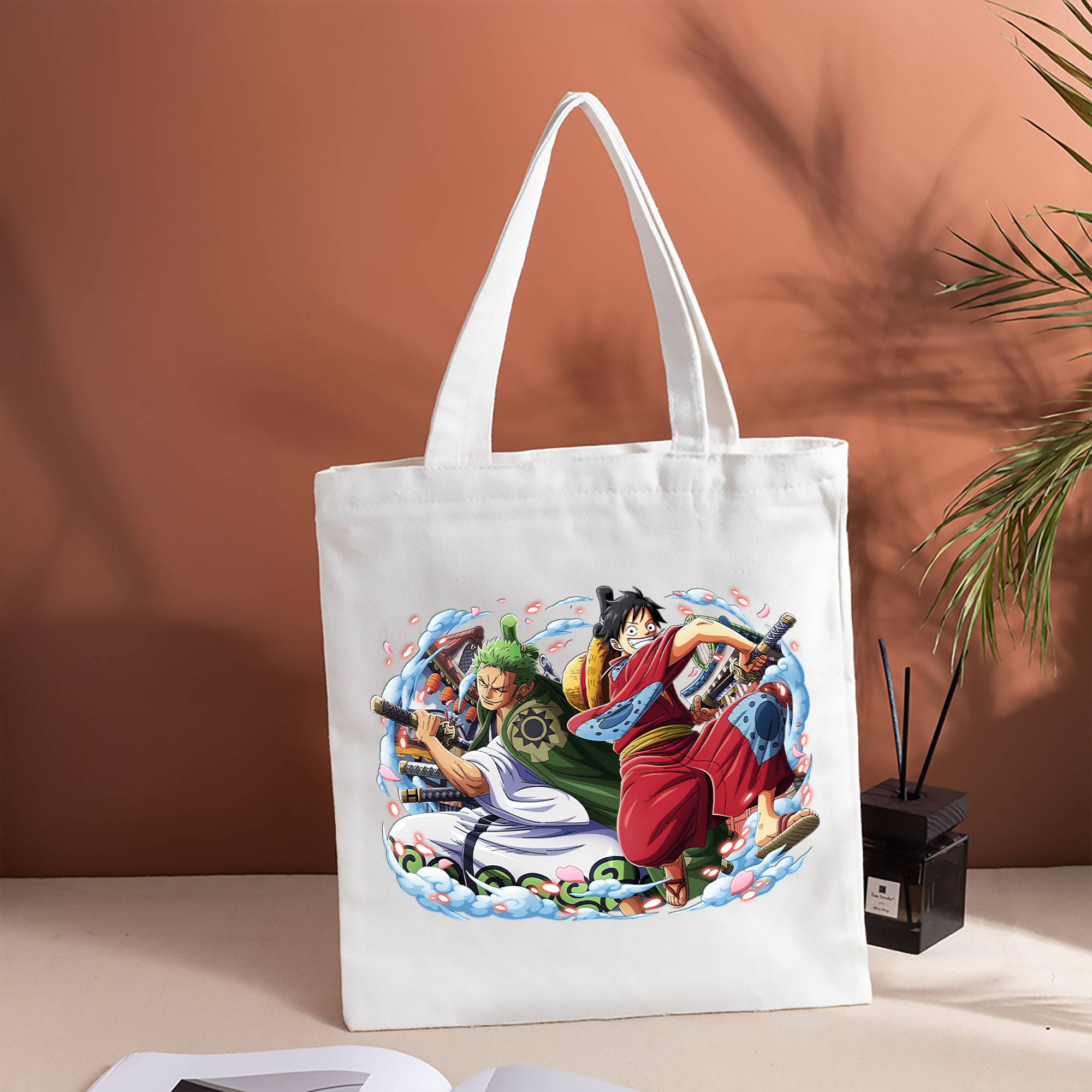 ワンピース モンキー・D・ルフィ ONE PIECE Monkey D. Luffy 縦型キャンバス生地手提げバッグ　トートバッグ