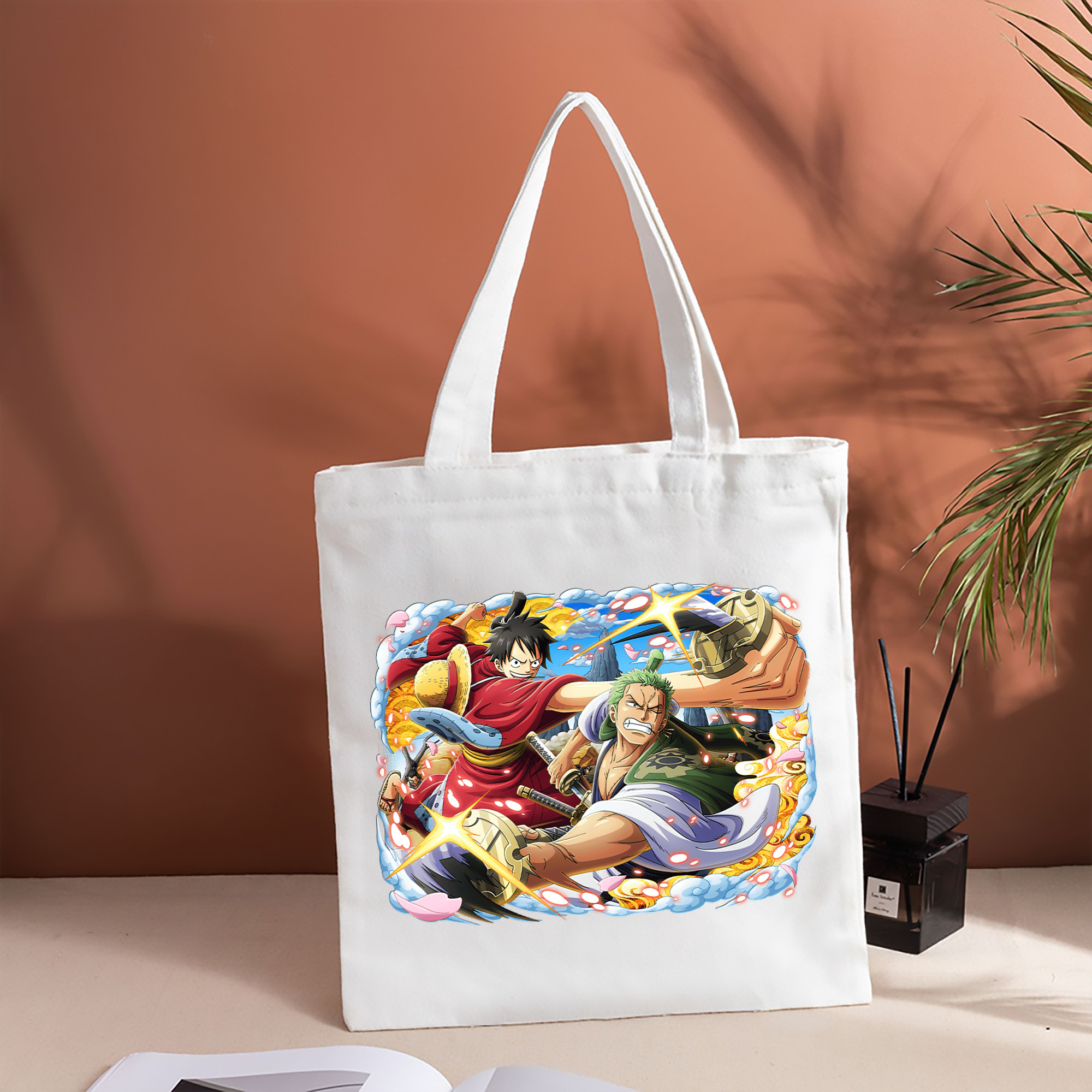 ワンピース モンキー・D・ルフィ ONE PIECE Monkey D. Luffy 縦型キャンバス生地手提げバッグ　トートバッグ