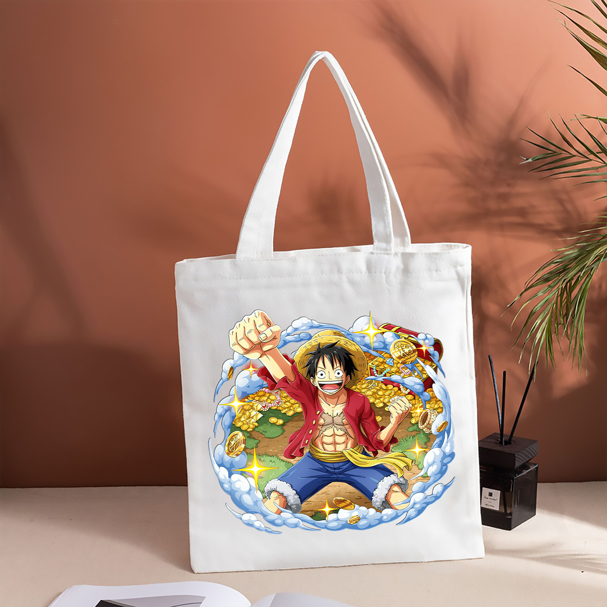 ワンピース モンキー・D・ルフィ ONE PIECE Monkey D. Luffy 縦型キャンバス生地手提げバッグ　トートバッグ