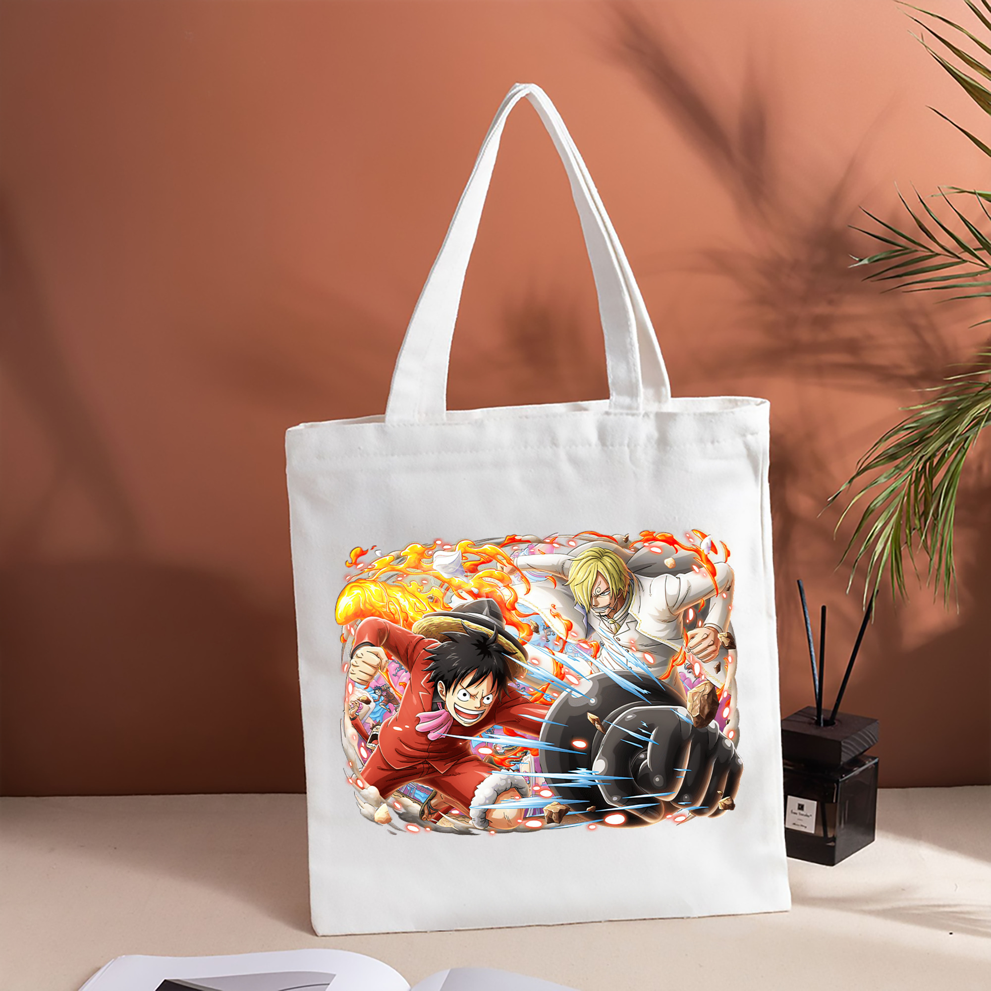 ワンピース モンキー・D・ルフィ ONE PIECE Monkey D. Luffy 縦型キャンバス生地手提げバッグ　トートバッグ