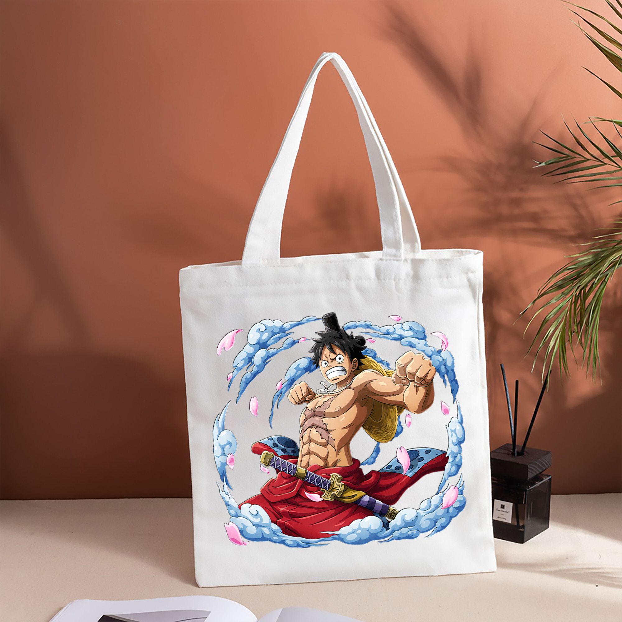 ワンピース モンキー・D・ルフィ ONE PIECE Monkey D. Luffy 縦型キャンバス生地手提げバッグ　トートバッグ