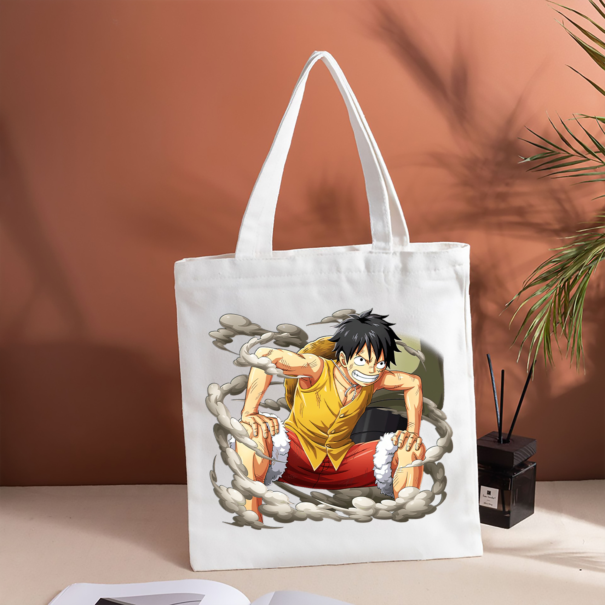 ワンピース モンキー・D・ルフィ ONE PIECE Monkey D. Luffy 縦型キャンバス生地手提げバッグ　トートバッグ