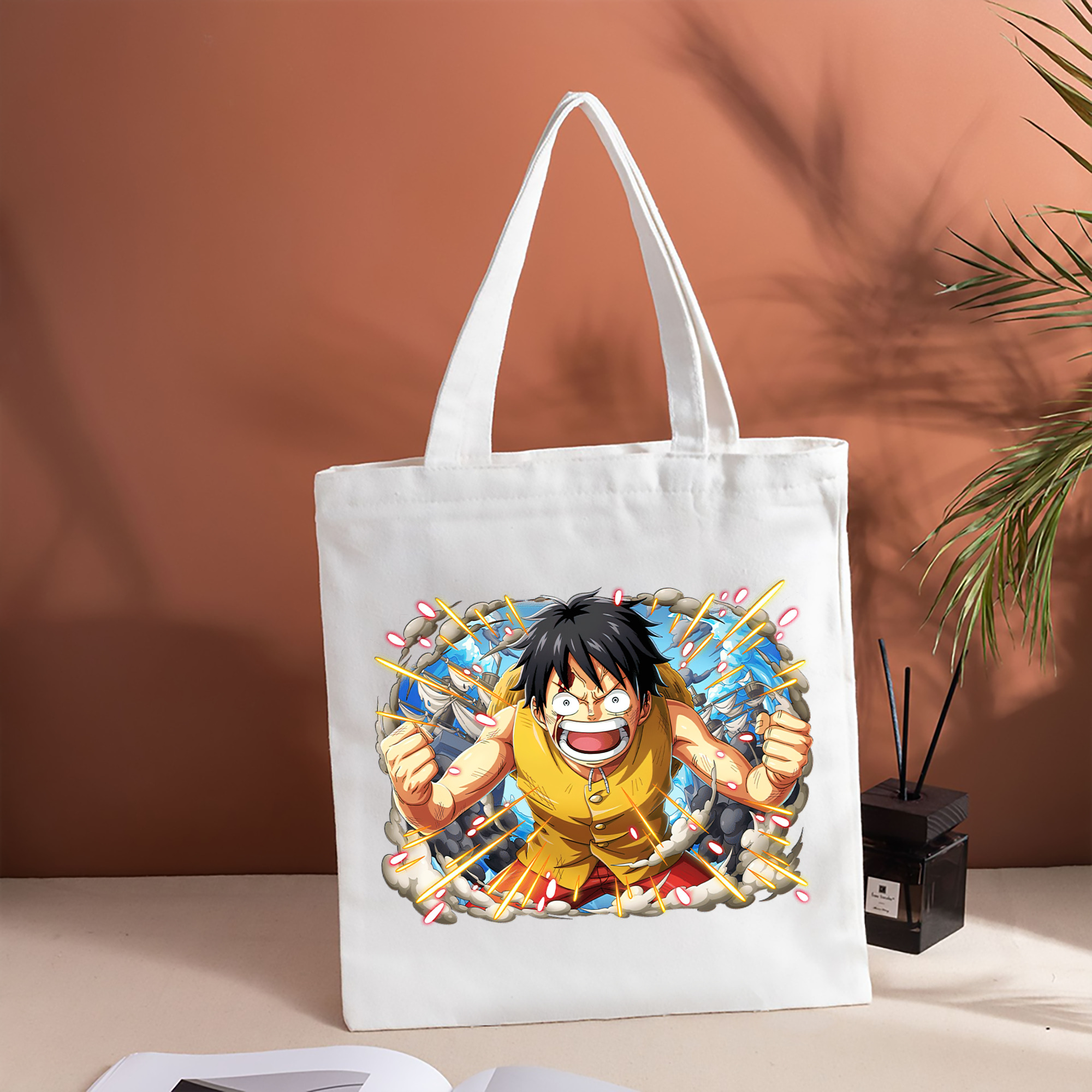 ワンピース モンキー・D・ルフィ ONE PIECE Monkey D. Luffy 縦型キャンバス生地手提げバッグ　トートバッグ