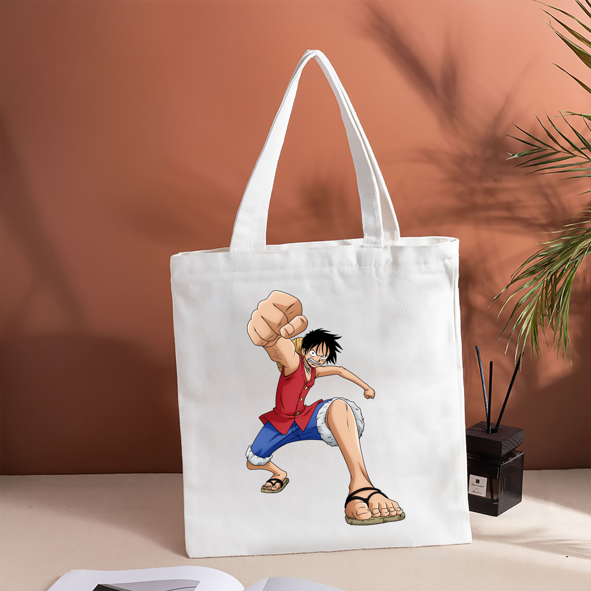 ワンピース モンキー・D・ルフィ ONE PIECE Monkey D. Luffy 縦型キャンバス生地手提げバッグ　トートバッグ