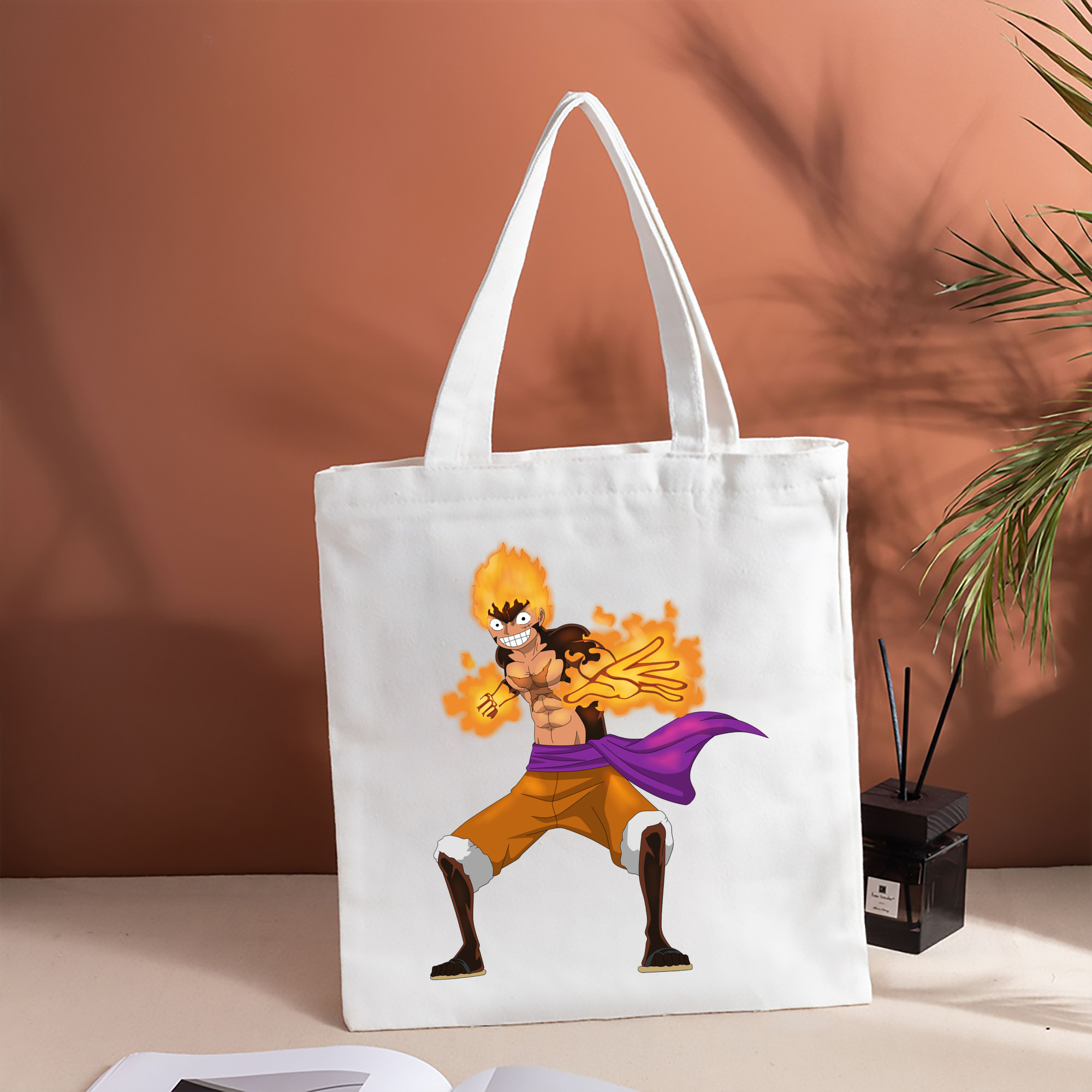 ワンピース モンキー・D・ルフィ ONE PIECE Monkey D. Luffy 縦型キャンバス生地手提げバッグ　トートバッグ