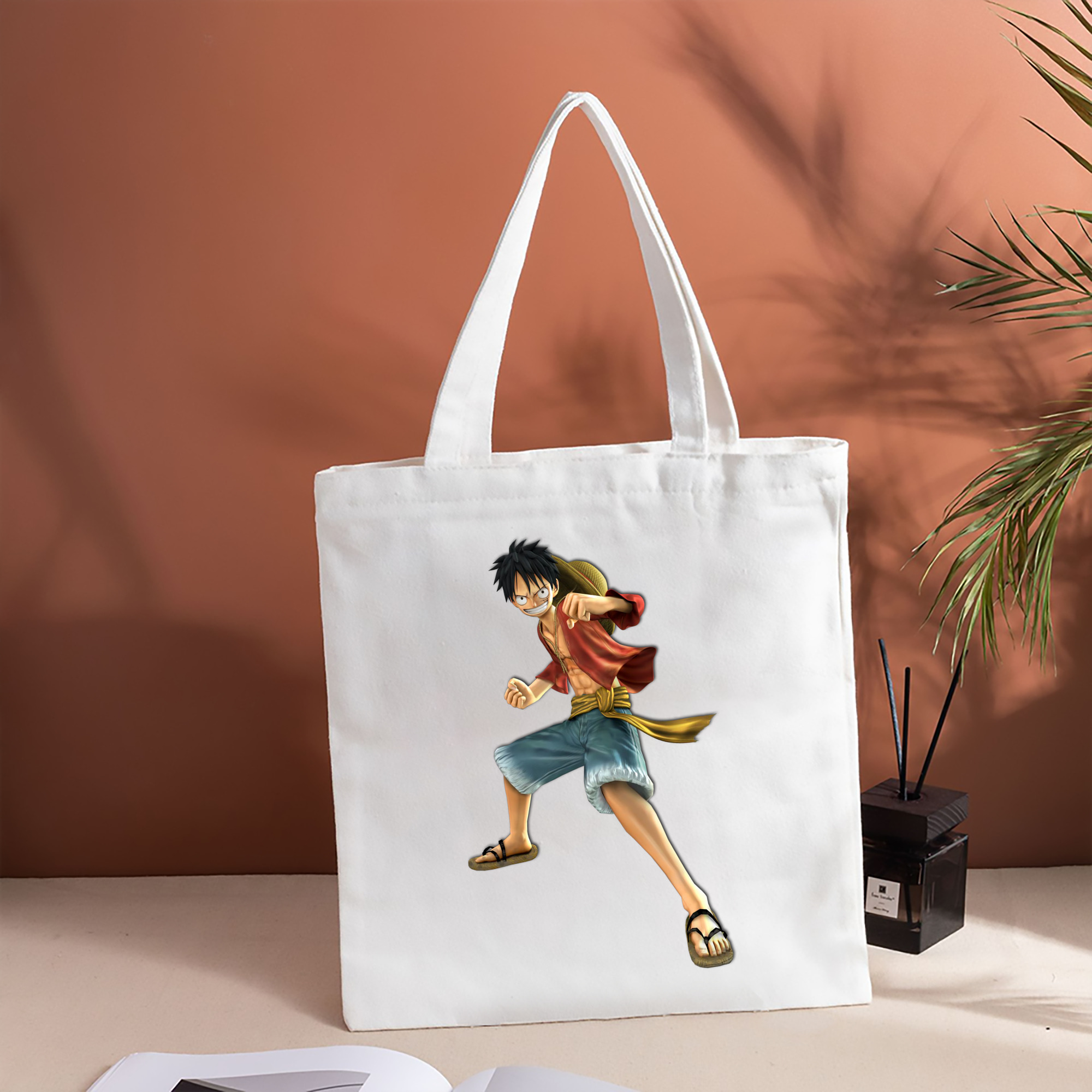 ワンピース モンキー・D・ルフィ ONE PIECE Monkey D. Luffy 縦型キャンバス生地手提げバッグ　トートバッグ