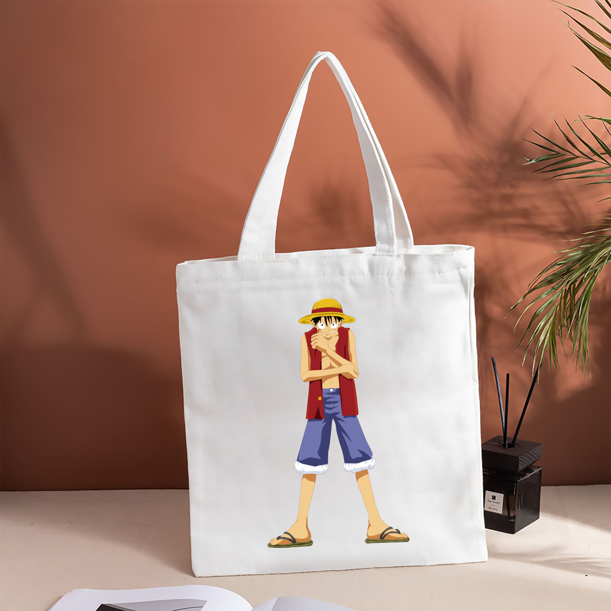 ワンピース モンキー・D・ルフィ ONE PIECE Monkey D. Luffy 縦型キャンバス生地手提げバッグ　トートバッグ