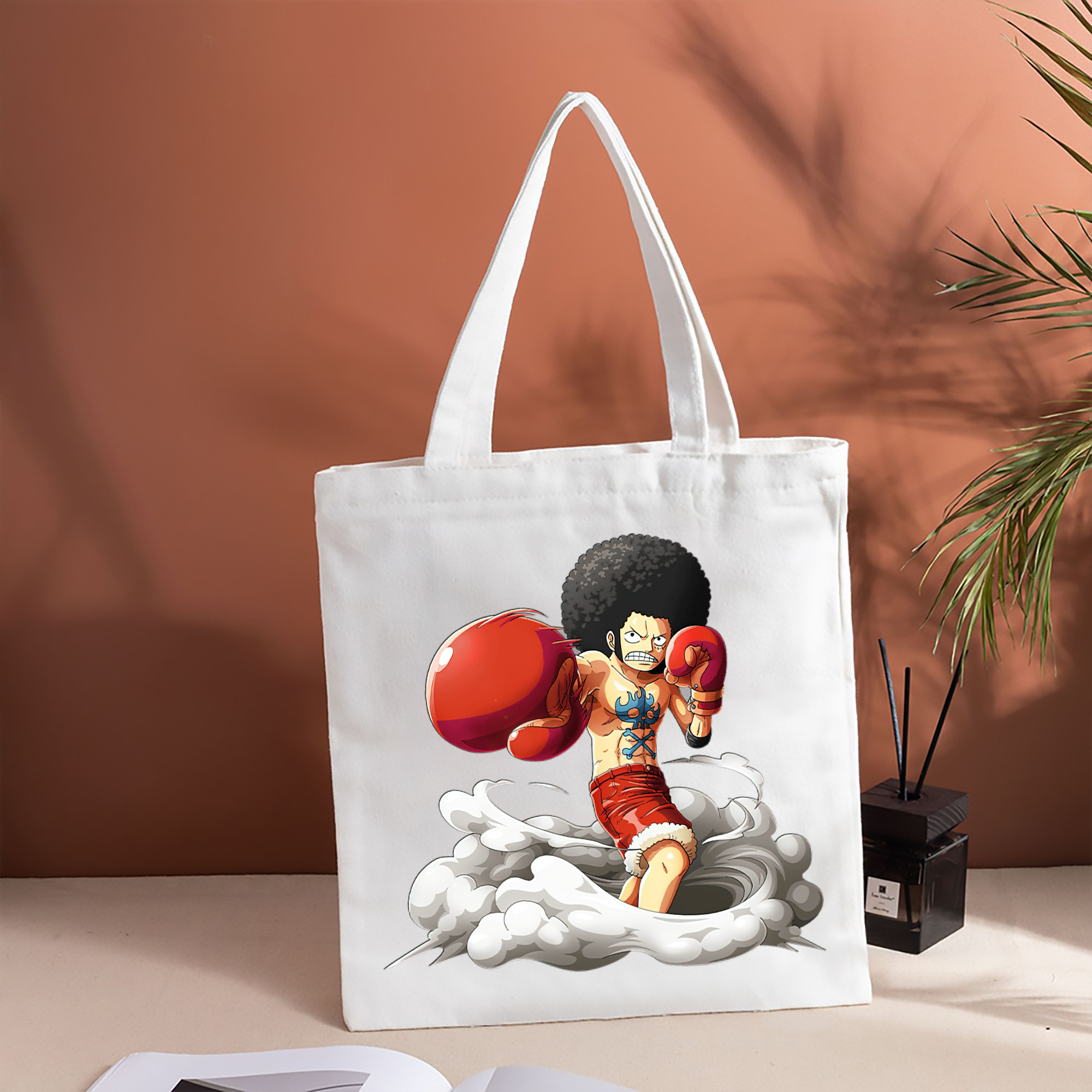 ワンピース モンキー・D・ルフィ ONE PIECE Monkey D. Luffy 縦型キャンバス生地手提げバッグ　トートバッグ