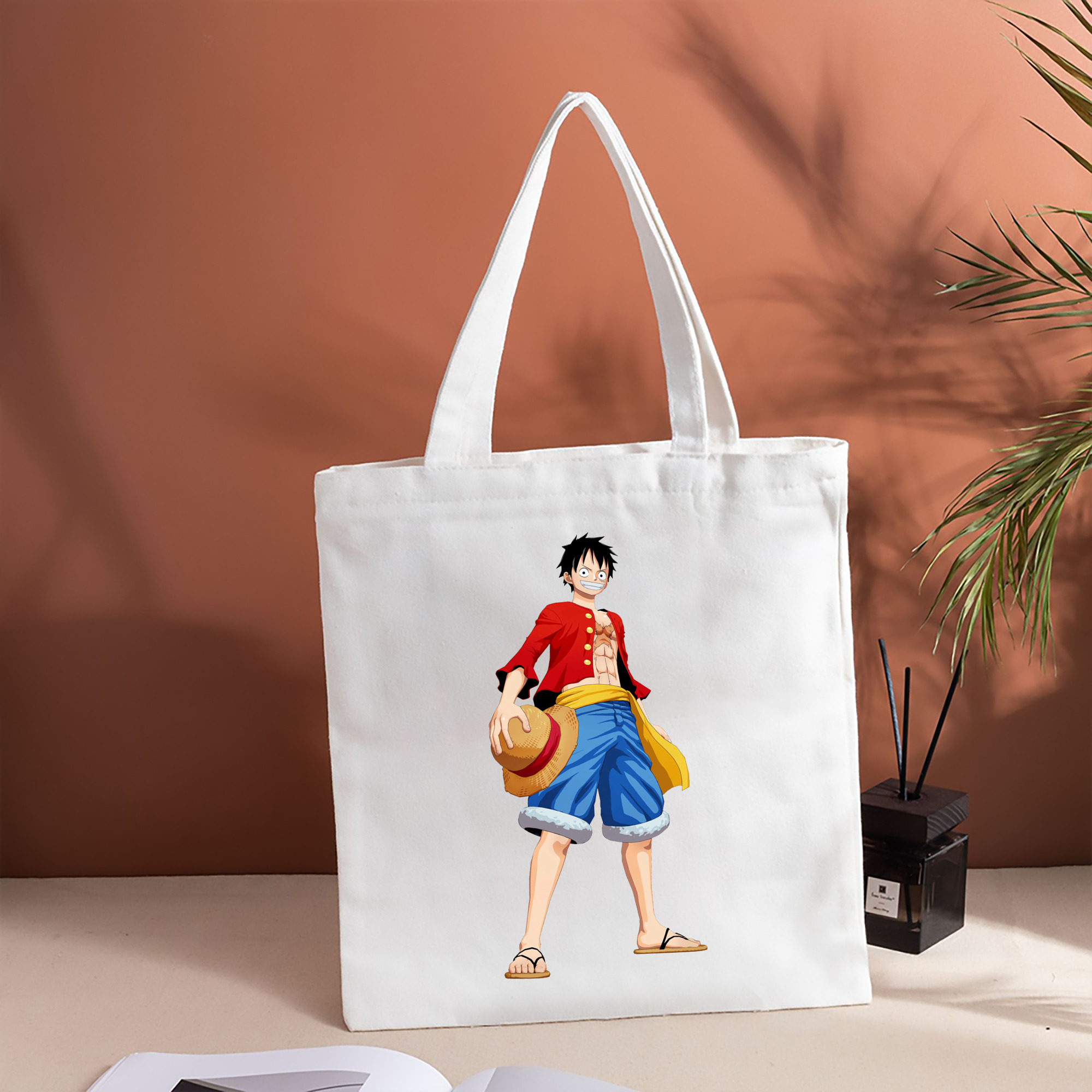 ワンピース モンキー・D・ルフィ ONE PIECE Monkey D. Luffy 縦型キャンバス生地手提げバッグ　トートバッグ