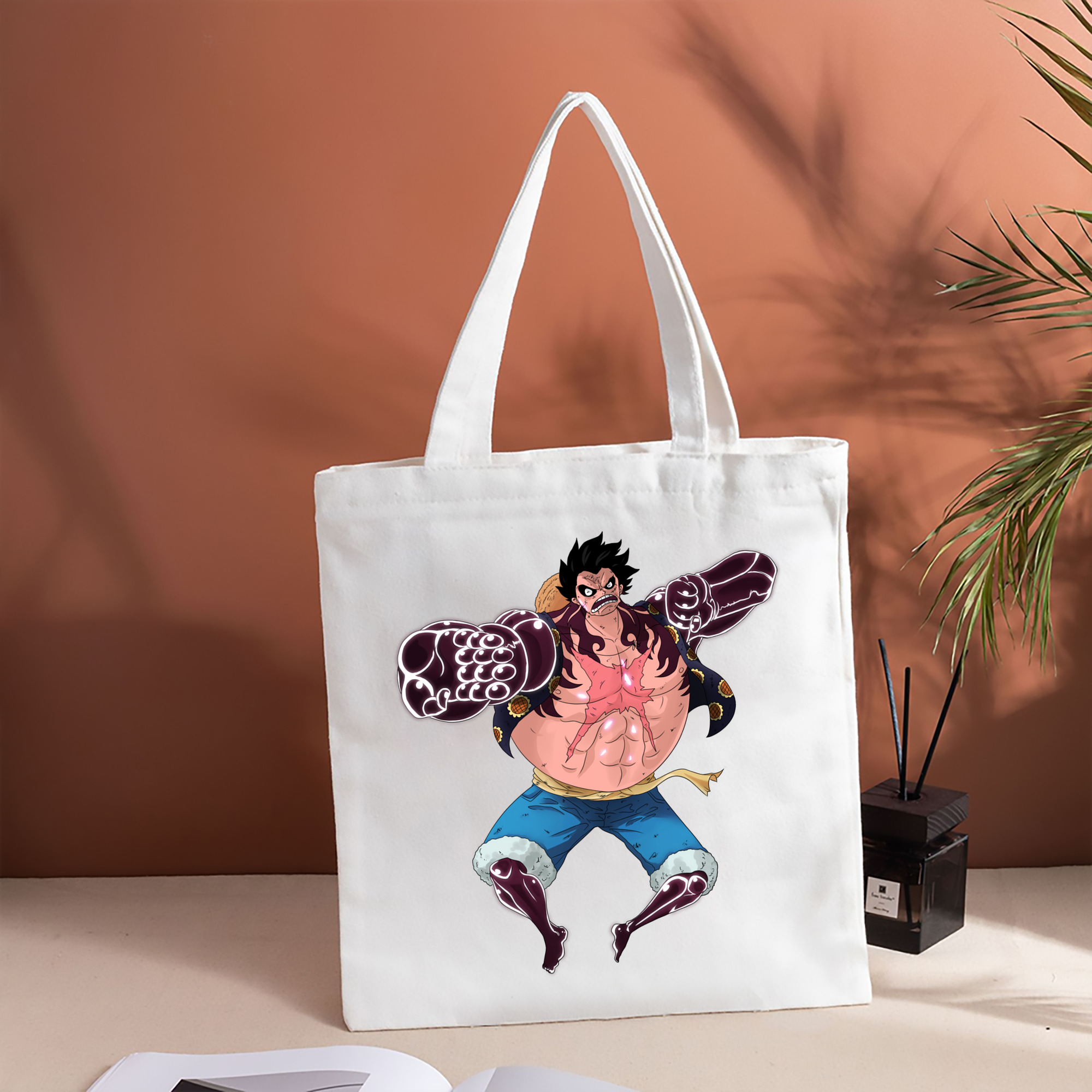 ワンピース モンキー・D・ルフィ ONE PIECE Monkey D. Luffy 縦型キャンバス生地手提げバッグ　トートバッグ