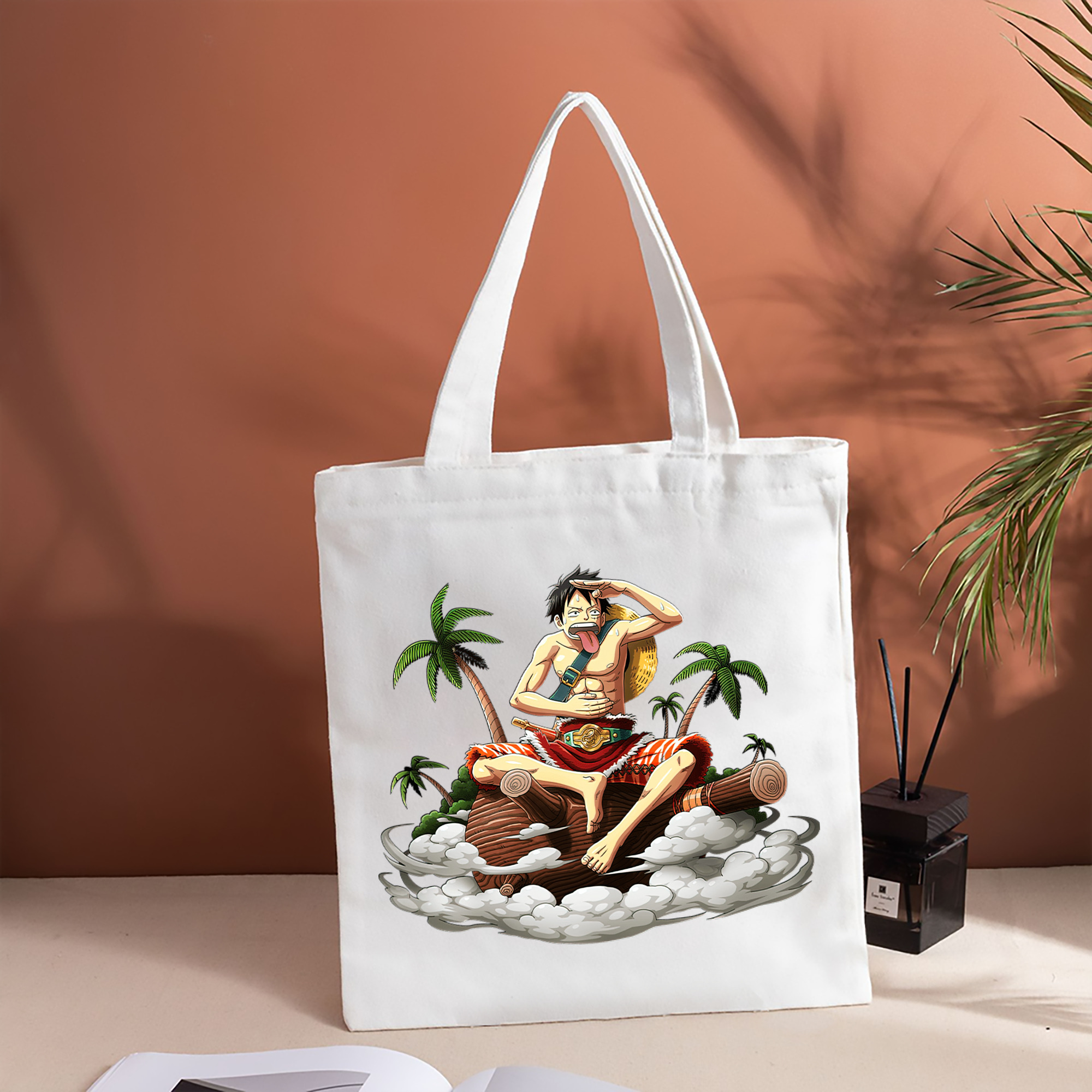 ワンピース モンキー・D・ルフィ ONE PIECE Monkey D. Luffy 縦型キャンバス生地手提げバッグ　トートバッグ