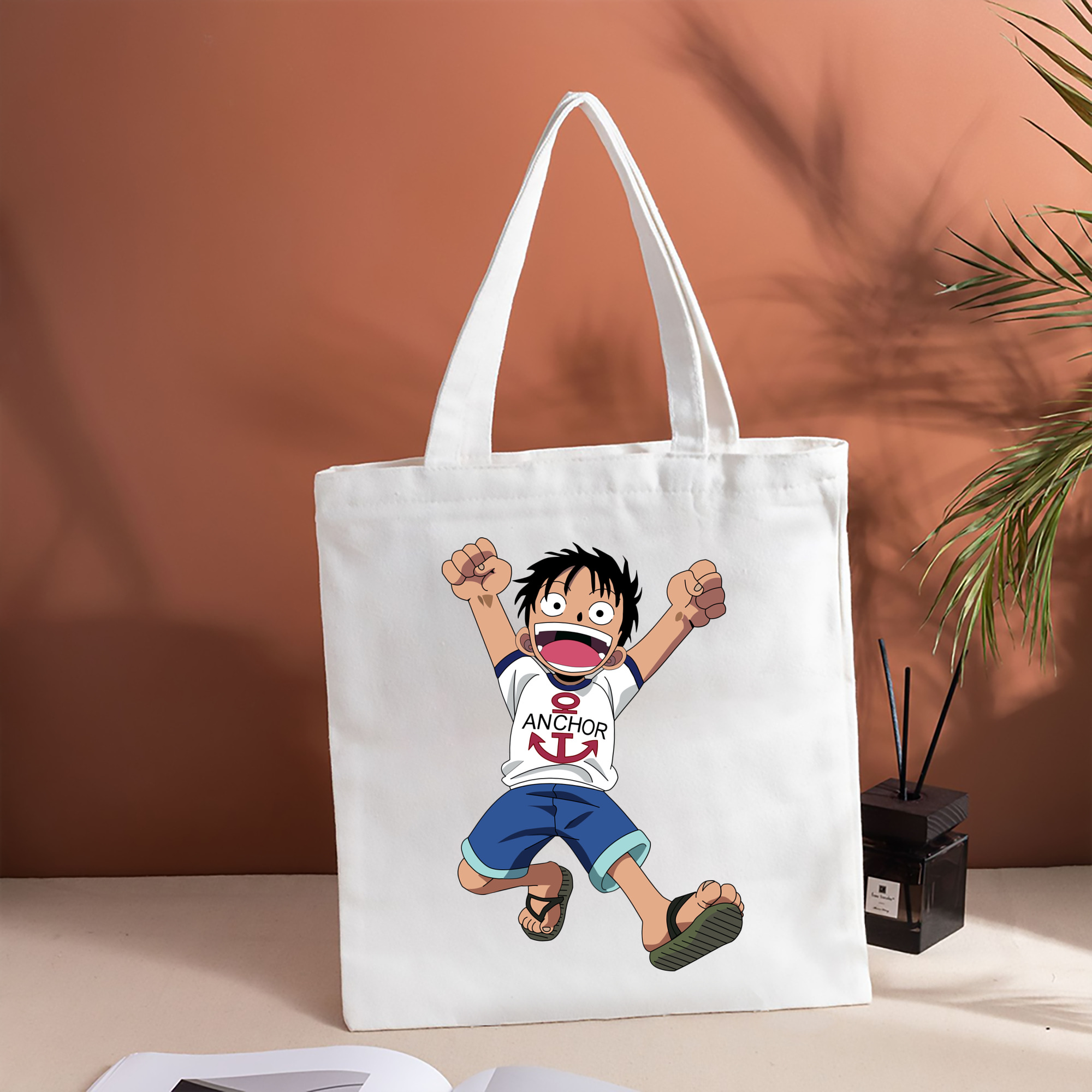 ワンピース モンキー・D・ルフィ ONE PIECE Monkey D. Luffy 縦型キャンバス生地手提げバッグ　トートバッグ