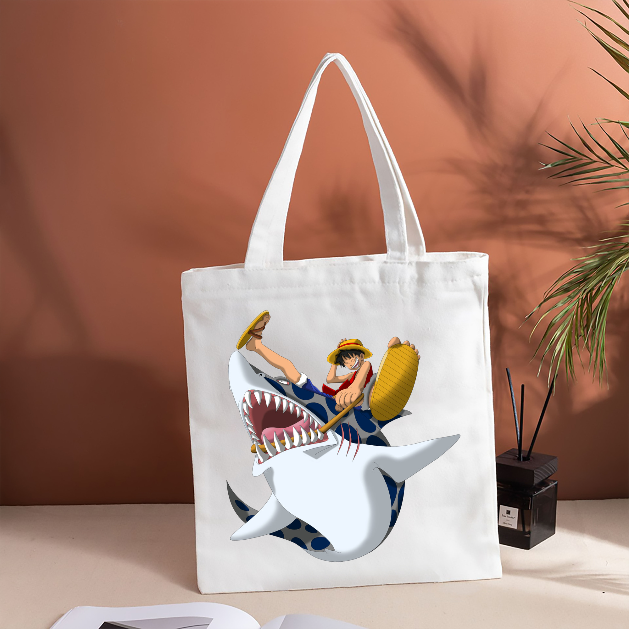 ワンピース モンキー・D・ルフィ ONE PIECE Monkey D. Luffy 縦型キャンバス生地手提げバッグ　トートバッグ