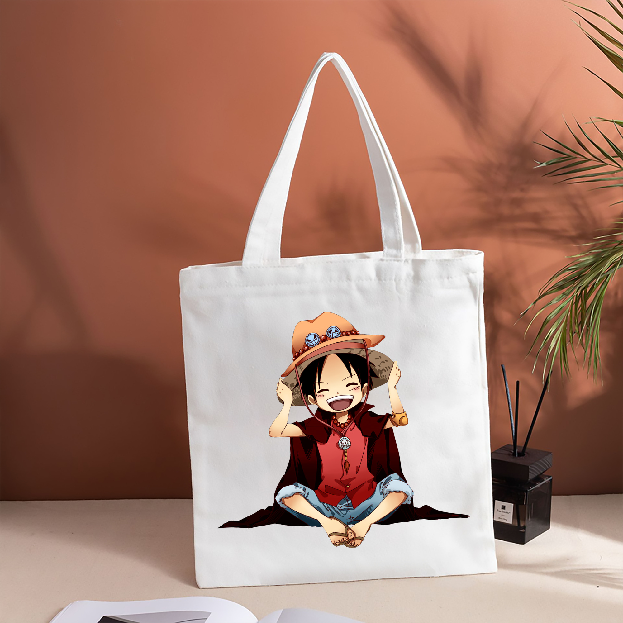 ワンピース モンキー・D・ルフィ ONE PIECE Monkey D. Luffy 縦型キャンバス生地手提げバッグ　トートバッグ