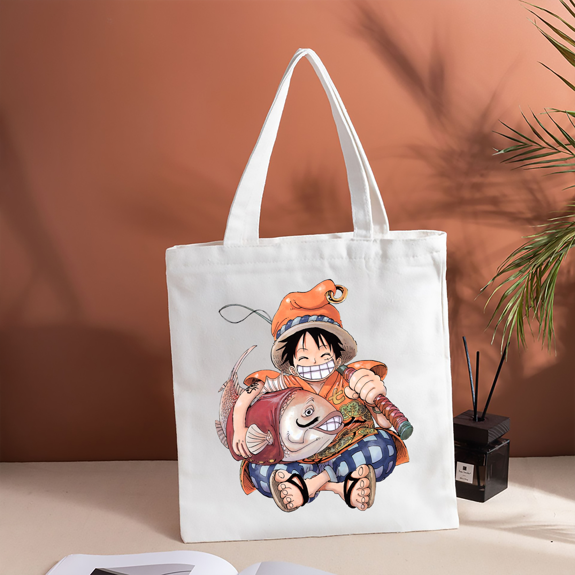 ワンピース モンキー・D・ルフィ ONE PIECE Monkey D. Luffy 縦型キャンバス生地手提げバッグ　トートバッグ