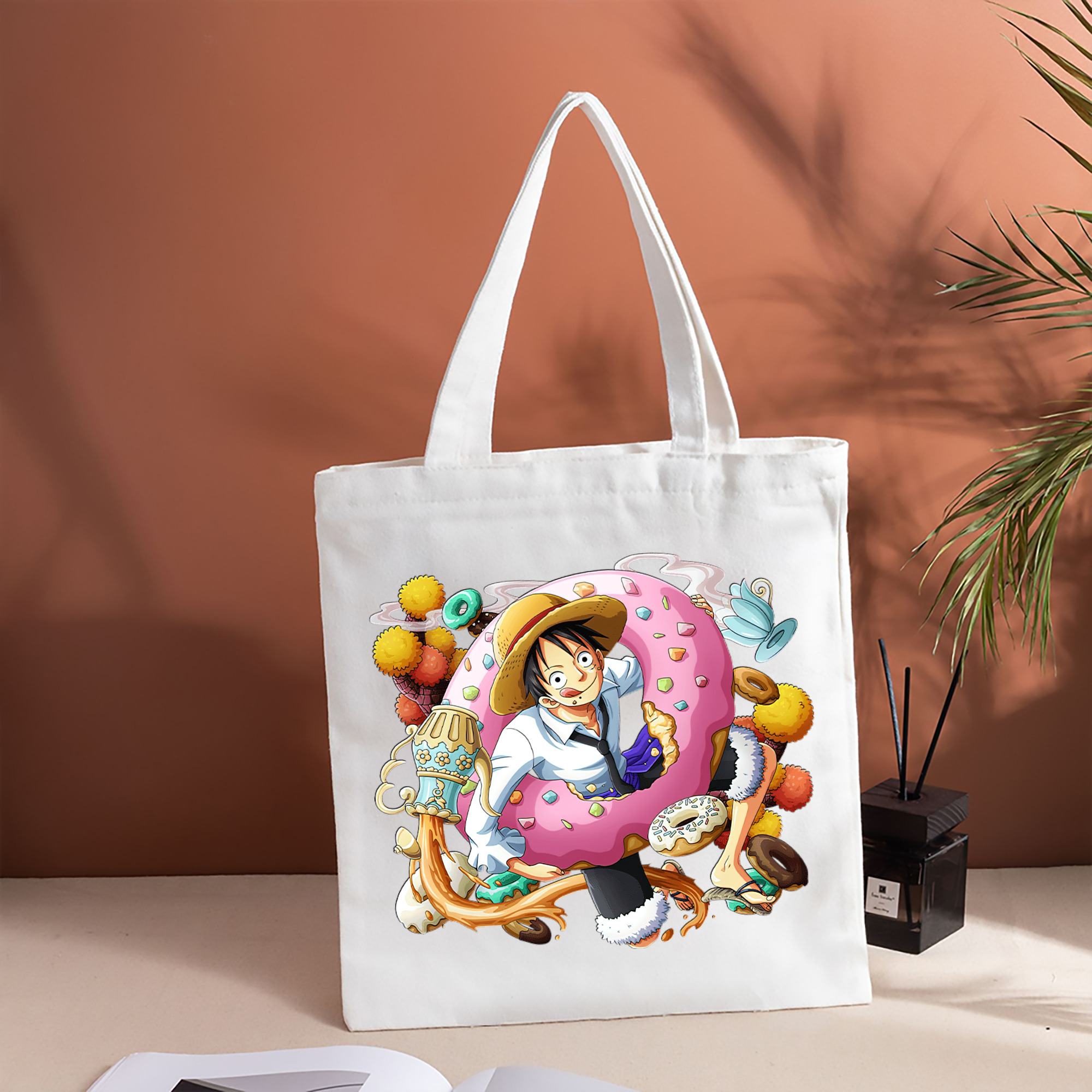 ワンピース モンキー・D・ルフィ ONE PIECE Monkey D. Luffy 縦型キャンバス生地手提げバッグ　トートバッグ