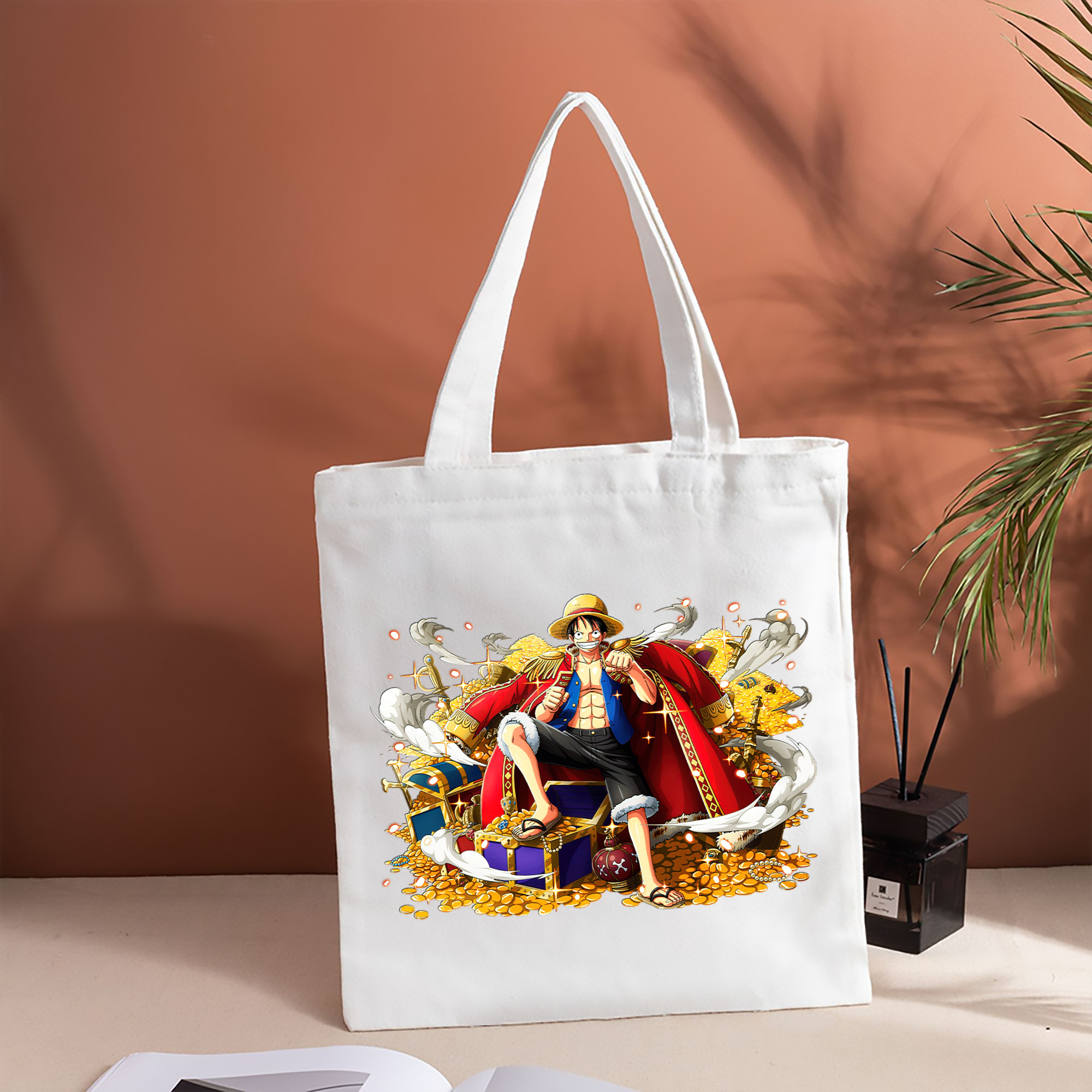 ワンピース モンキー・D・ルフィ ONE PIECE Monkey D. Luffy 縦型キャンバス生地手提げバッグ　トートバッグ