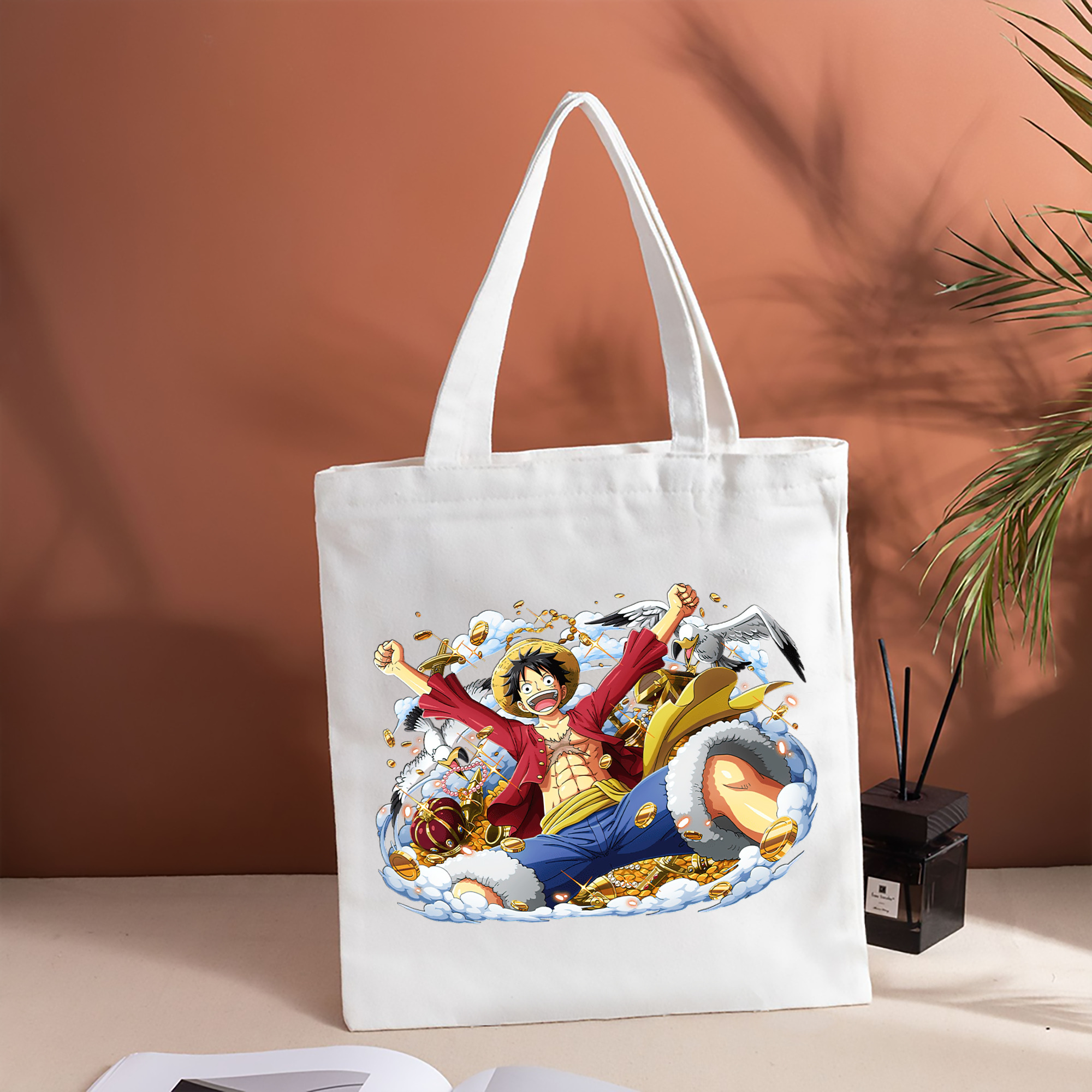 ワンピース モンキー・D・ルフィ ONE PIECE Monkey D. Luffy 縦型キャンバス生地手提げバッグ　トートバッグ