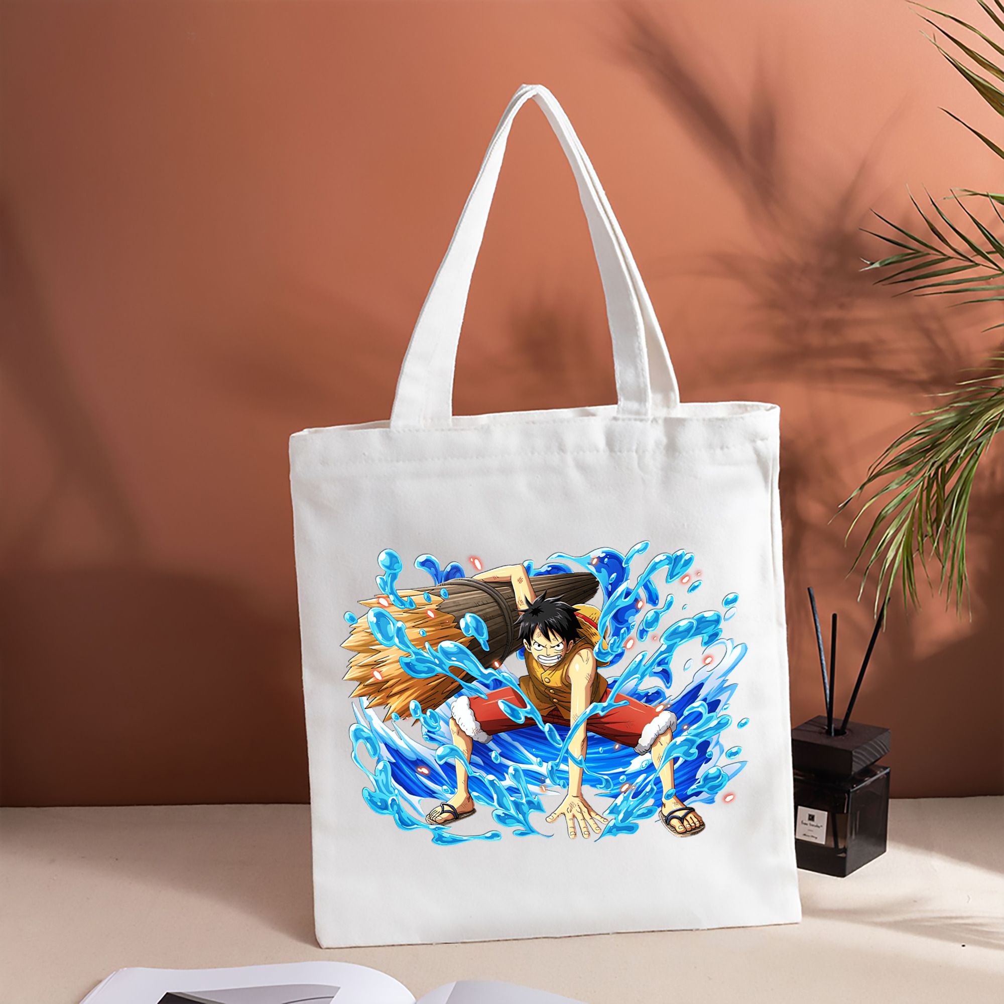 ワンピース モンキー・D・ルフィ ONE PIECE Monkey D. Luffy 縦型キャンバス生地手提げバッグ　トートバッグ