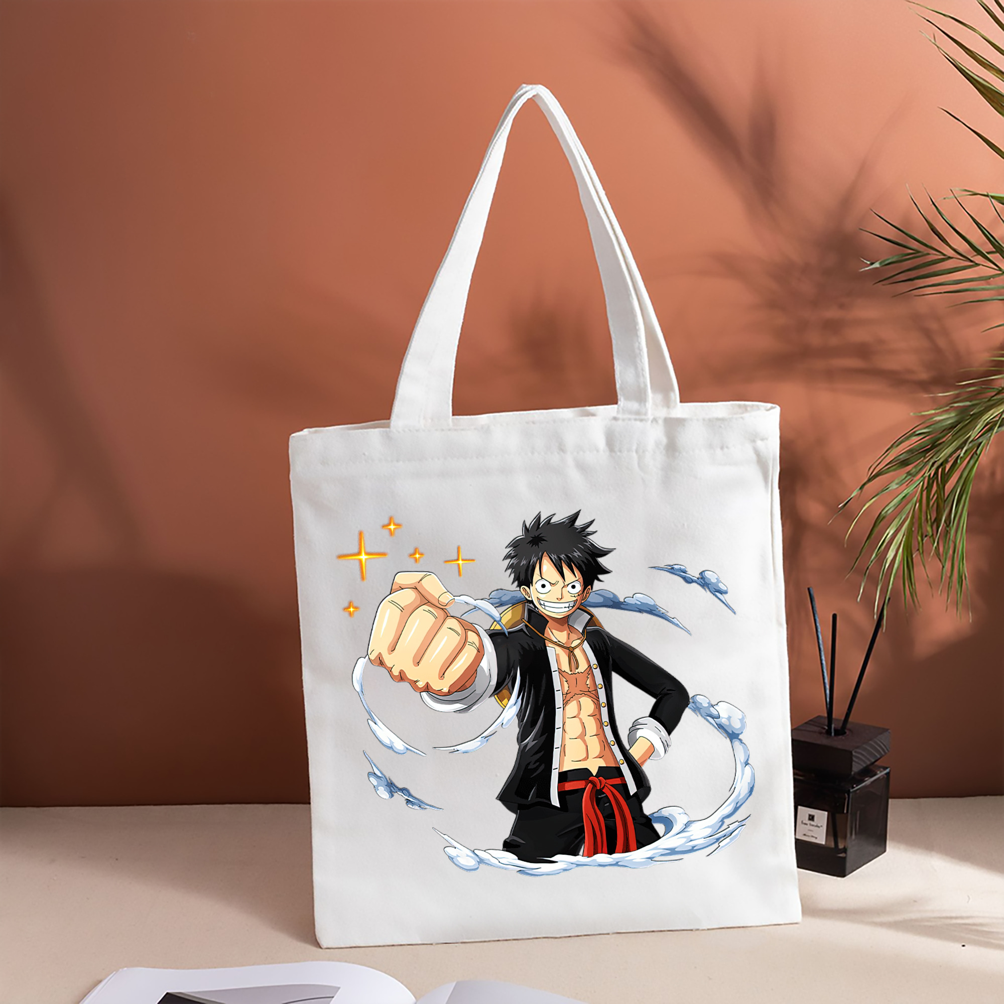 ワンピース モンキー・D・ルフィ ONE PIECE Monkey D. Luffy 縦型キャンバス生地手提げバッグ　トートバッグ