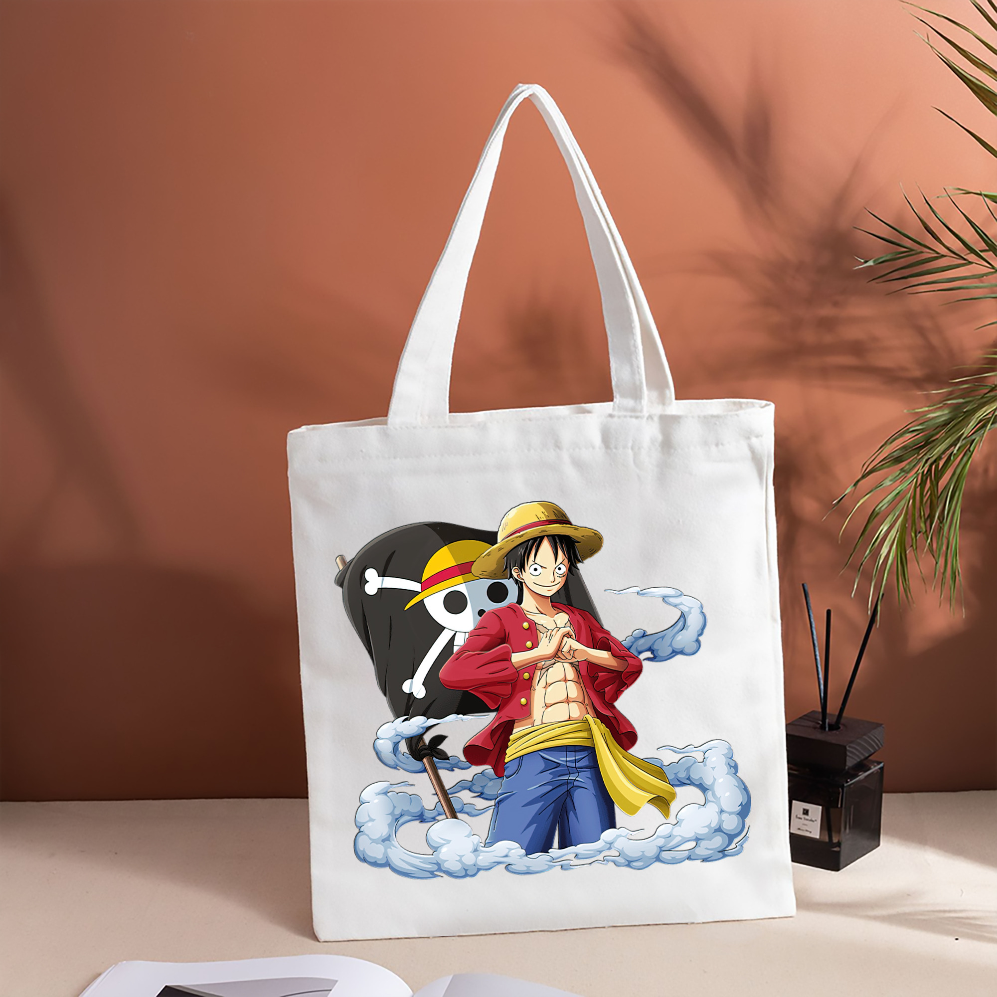 ワンピース モンキー・D・ルフィ ONE PIECE Monkey D. Luffy 縦型キャンバス生地手提げバッグ　トートバッグ