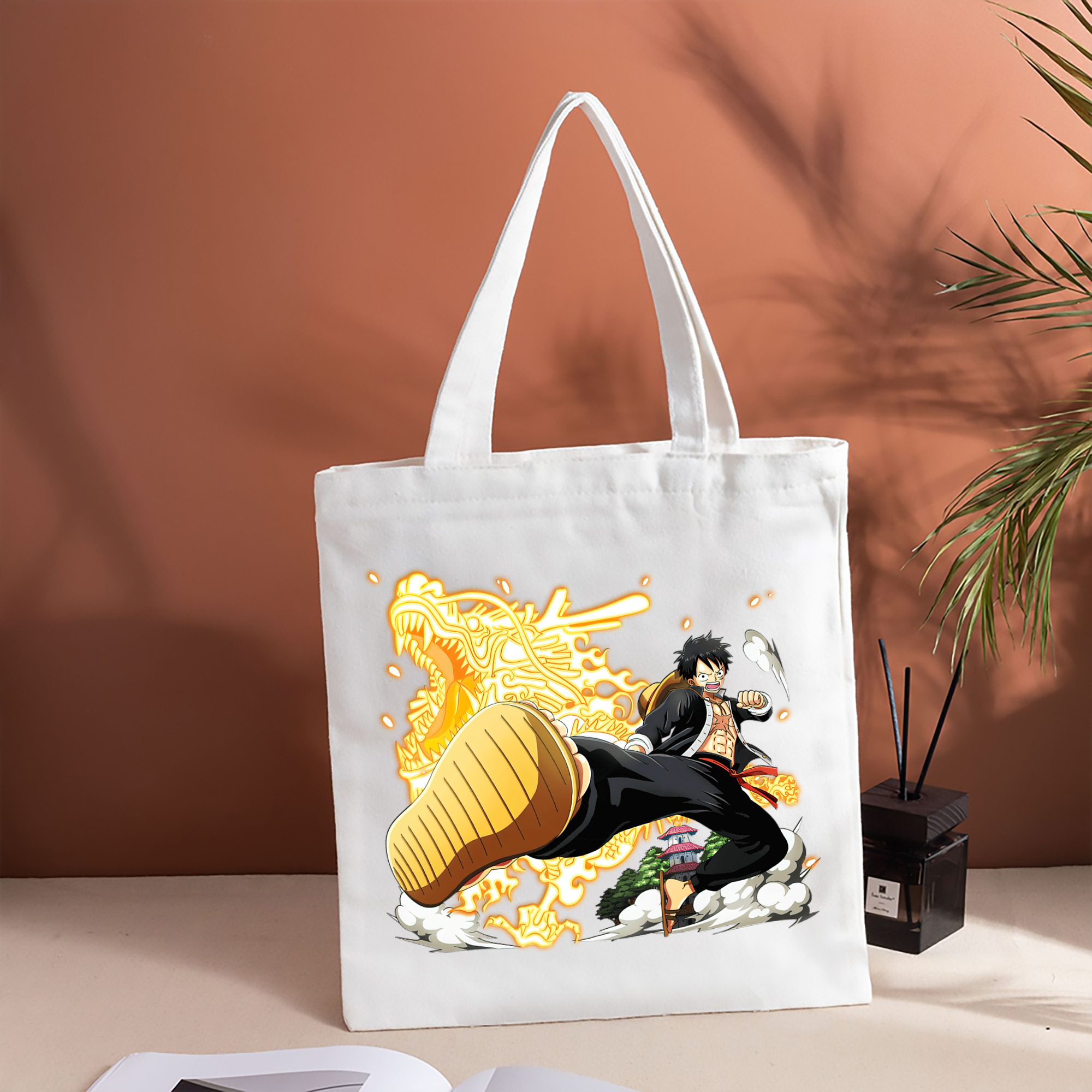 ワンピース モンキー・D・ルフィ ONE PIECE Monkey D. Luffy 縦型キャンバス生地手提げバッグ　トートバッグ