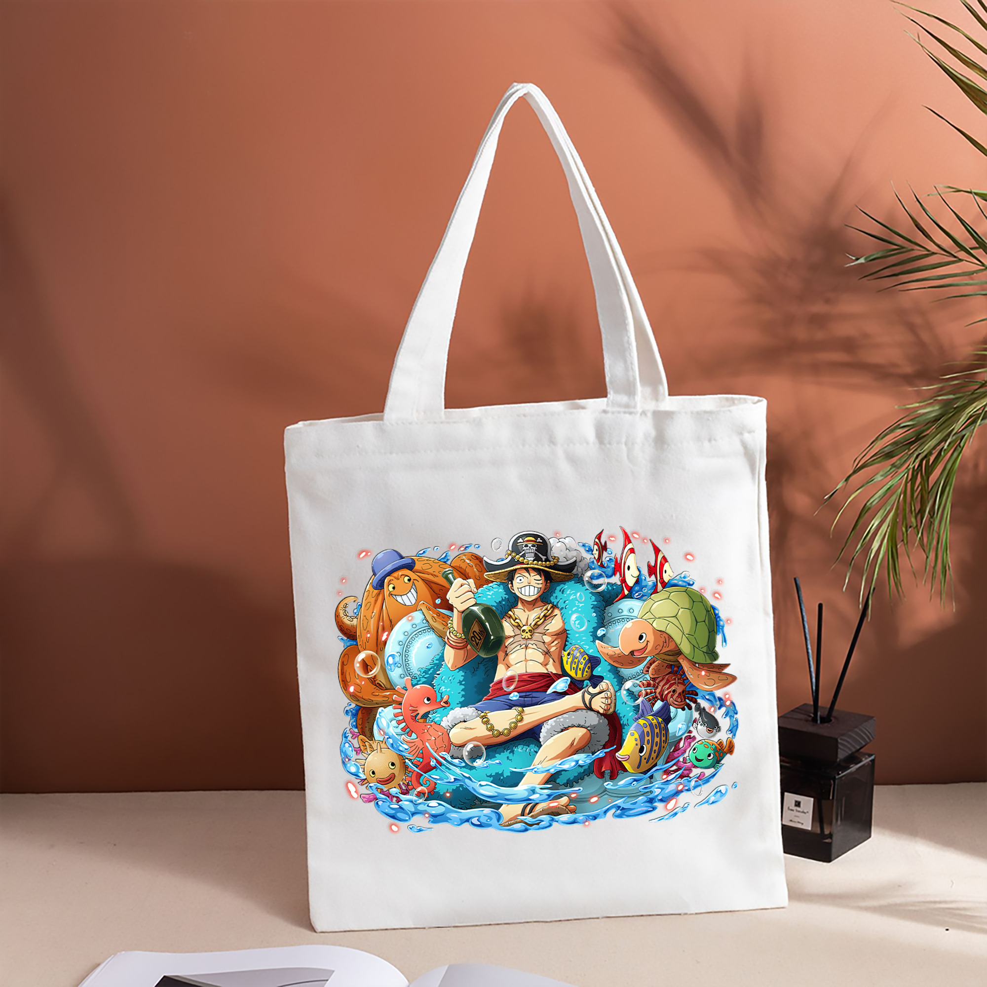 ワンピース モンキー・D・ルフィ ONE PIECE Monkey D. Luffy 縦型キャンバス生地手提げバッグ　トートバッグ