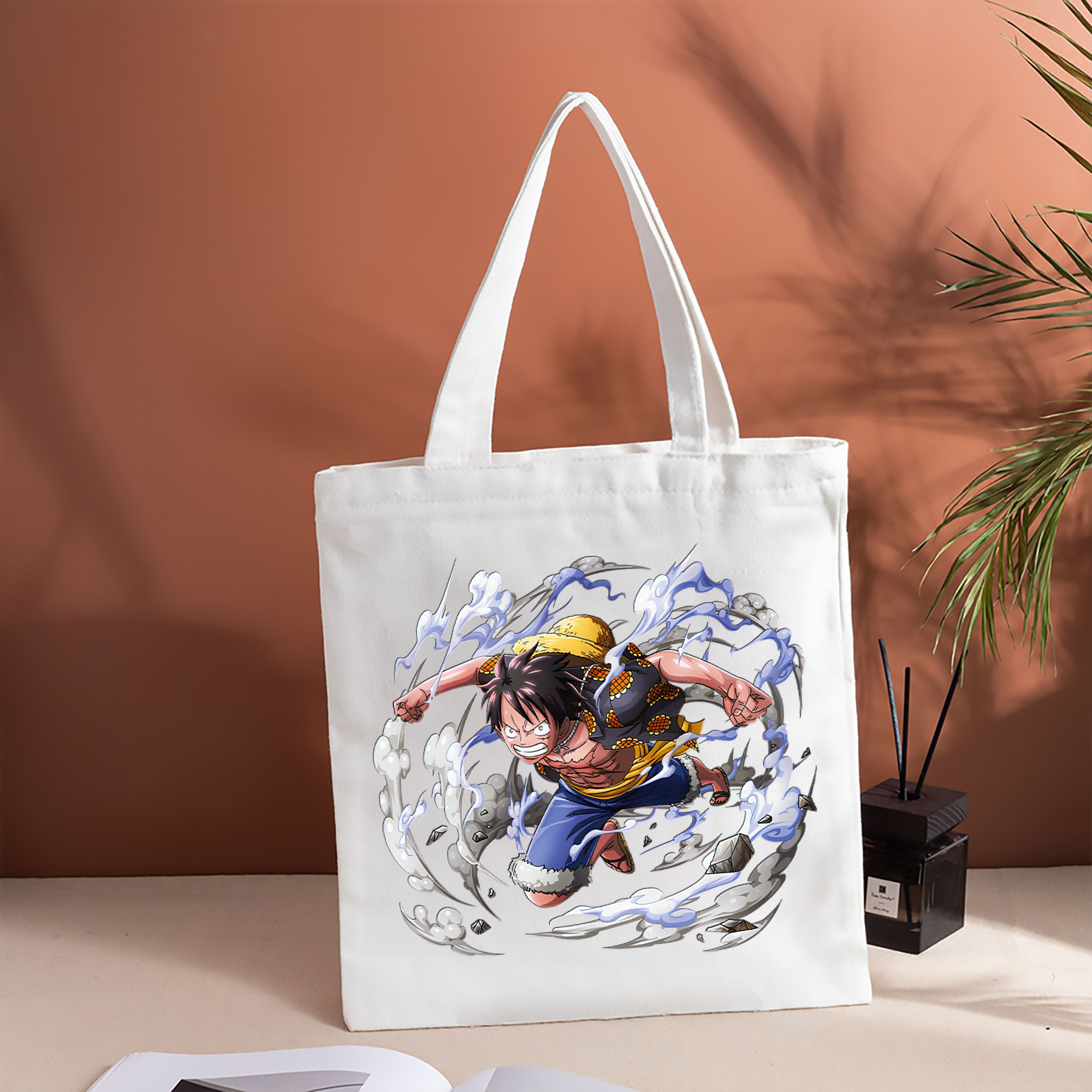 ワンピース モンキー・D・ルフィ ONE PIECE Monkey D. Luffy 縦型キャンバス生地手提げバッグ　トートバッグ