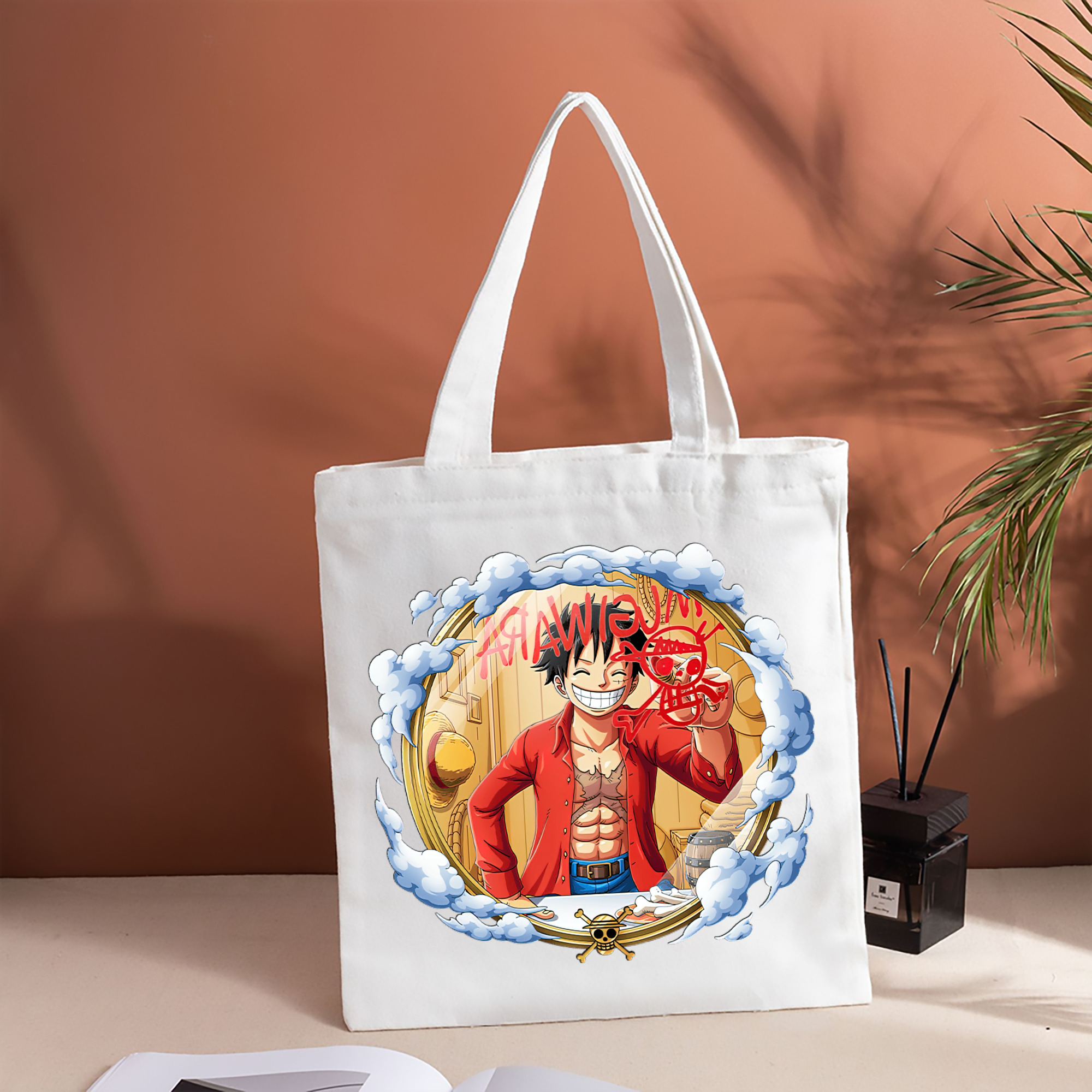 ワンピース モンキー・D・ルフィ ONE PIECE Monkey D. Luffy 縦型キャンバス生地手提げバッグ　トートバッグ
