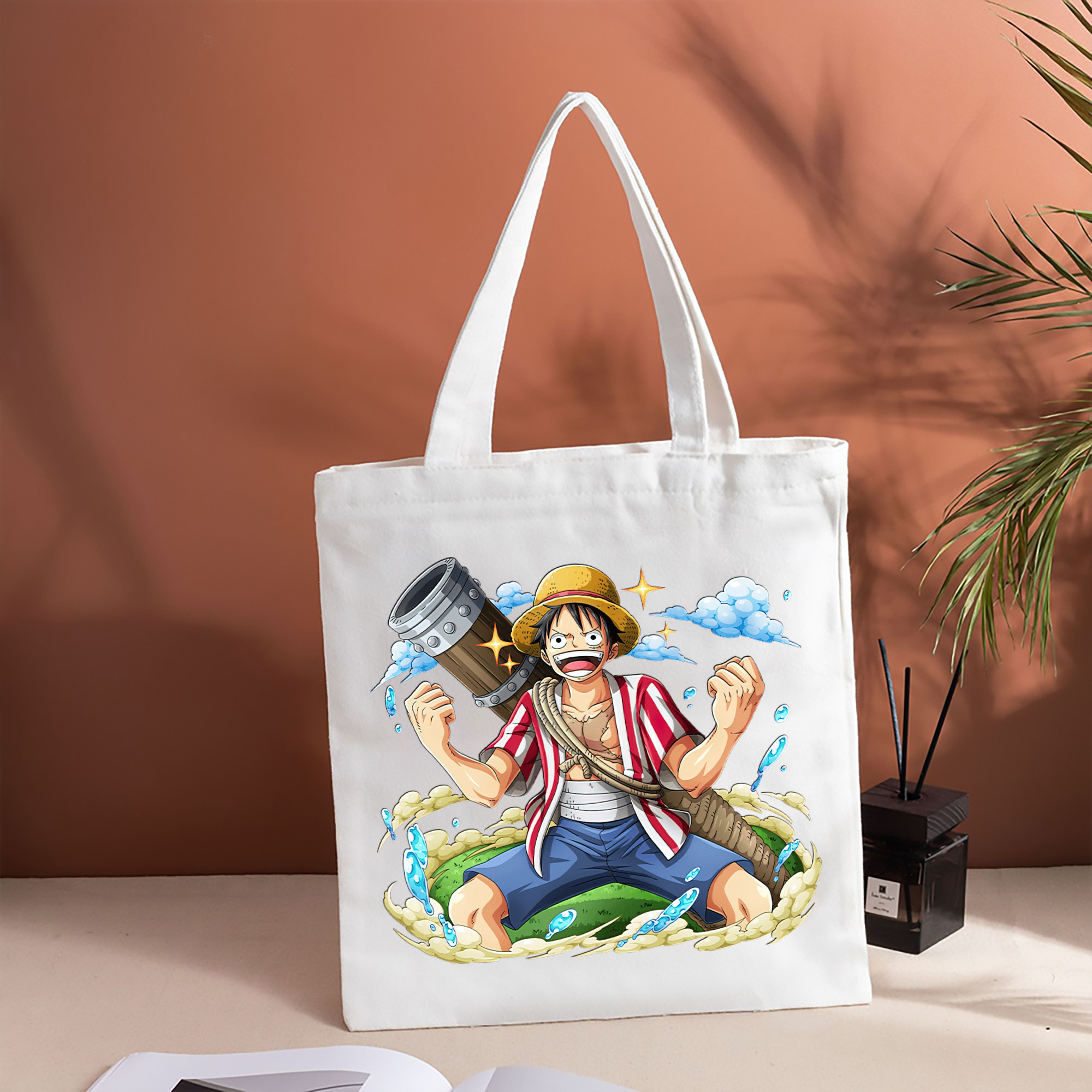 ワンピース モンキー・D・ルフィ ONE PIECE Monkey D. Luffy 縦型キャンバス生地手提げバッグ　トートバッグ