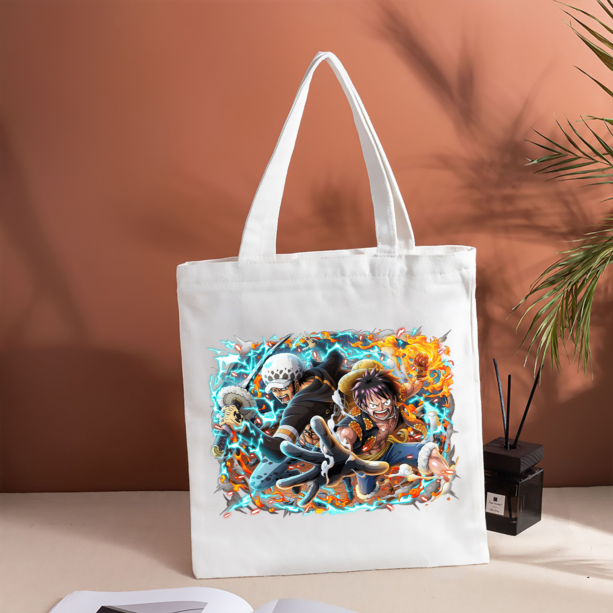 ワンピース モンキー・D・ルフィ ONE PIECE Monkey D. Luffy 縦型キャンバス生地手提げバッグ　トートバッグ