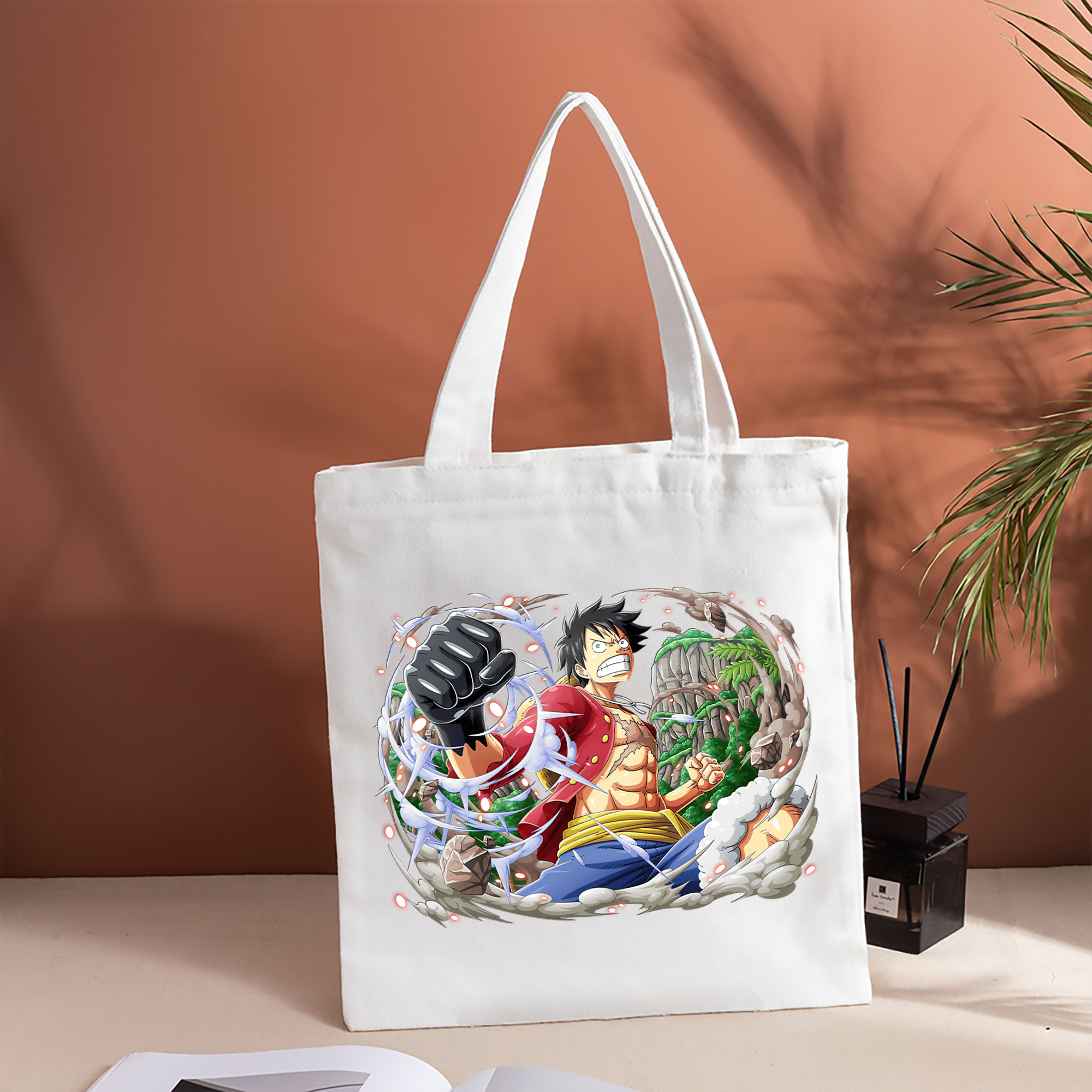 ワンピース モンキー・D・ルフィ ONE PIECE Monkey D. Luffy 縦型キャンバス生地手提げバッグ　トートバッグ