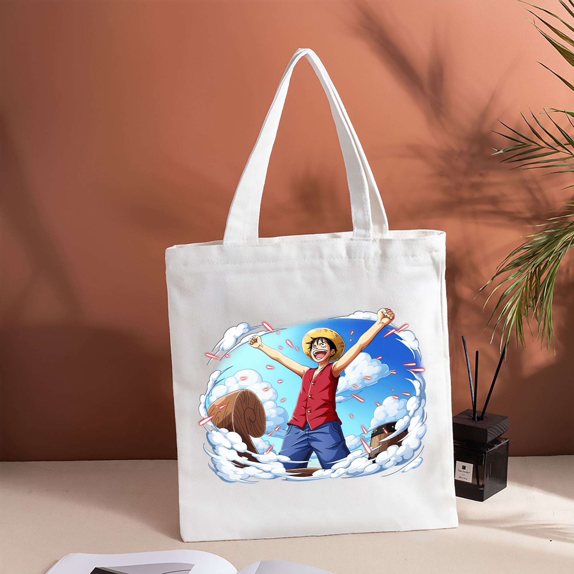 ワンピース モンキー・D・ルフィ ONE PIECE Monkey D. Luffy 縦型キャンバス生地手提げバッグ　トートバッグ