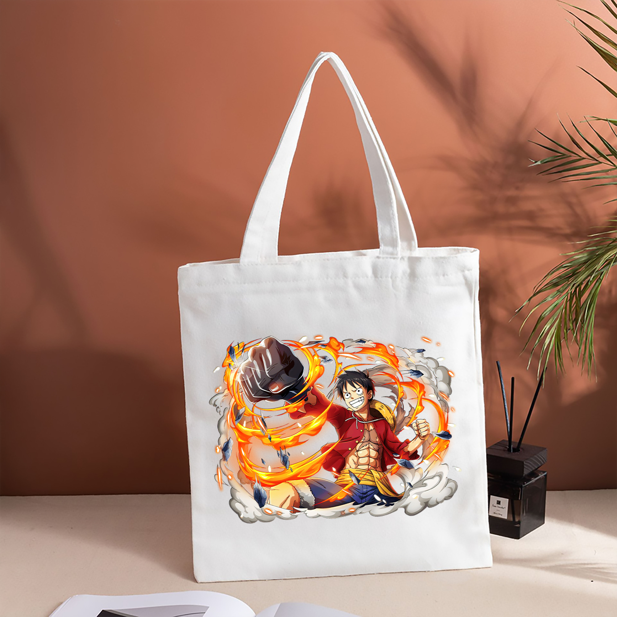 ワンピース モンキー・D・ルフィ ONE PIECE Monkey D. Luffy 縦型キャンバス生地手提げバッグ　トートバッグ