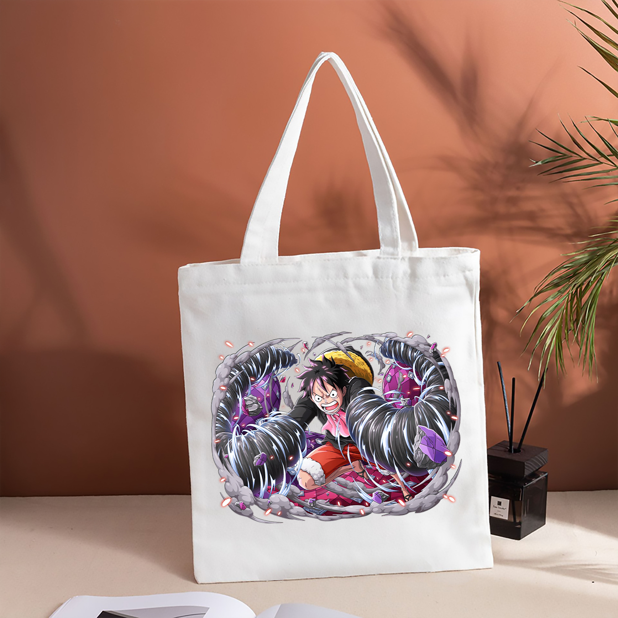 ワンピース モンキー・D・ルフィ ONE PIECE Monkey D. Luffy 縦型キャンバス生地手提げバッグ　トートバッグ