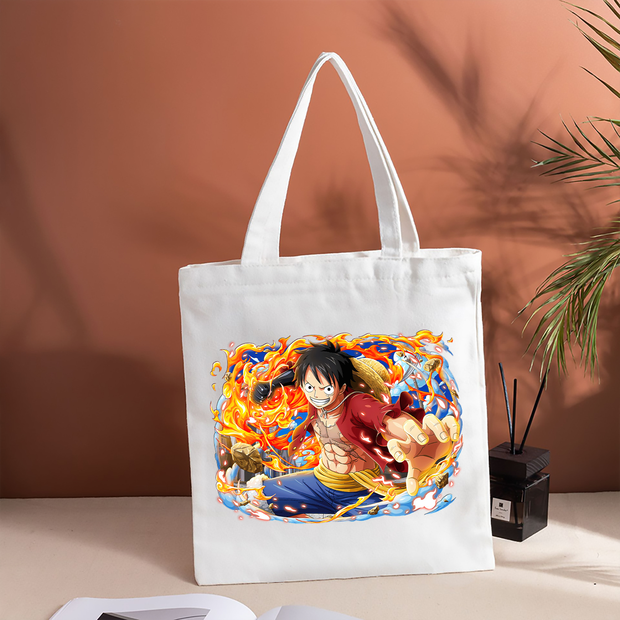 ワンピース モンキー・D・ルフィ ONE PIECE Monkey D. Luffy 縦型キャンバス生地手提げバッグ　トートバッグ