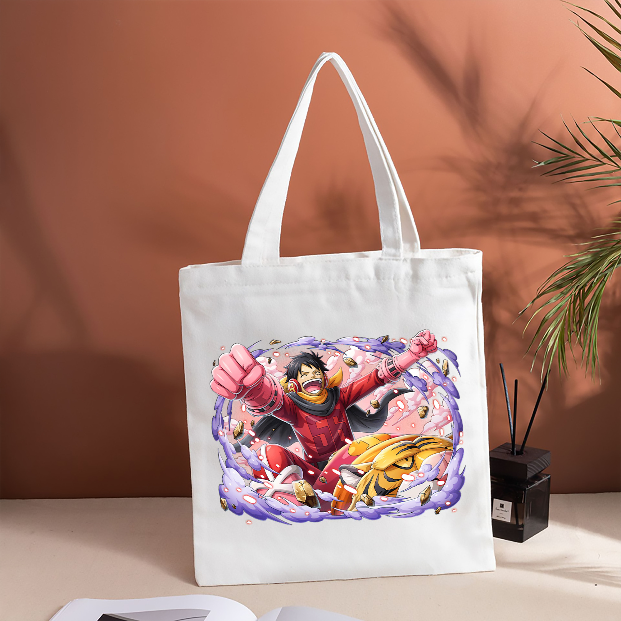 ワンピース モンキー・D・ルフィ ONE PIECE Monkey D. Luffy 縦型キャンバス生地手提げバッグ　トートバッグ